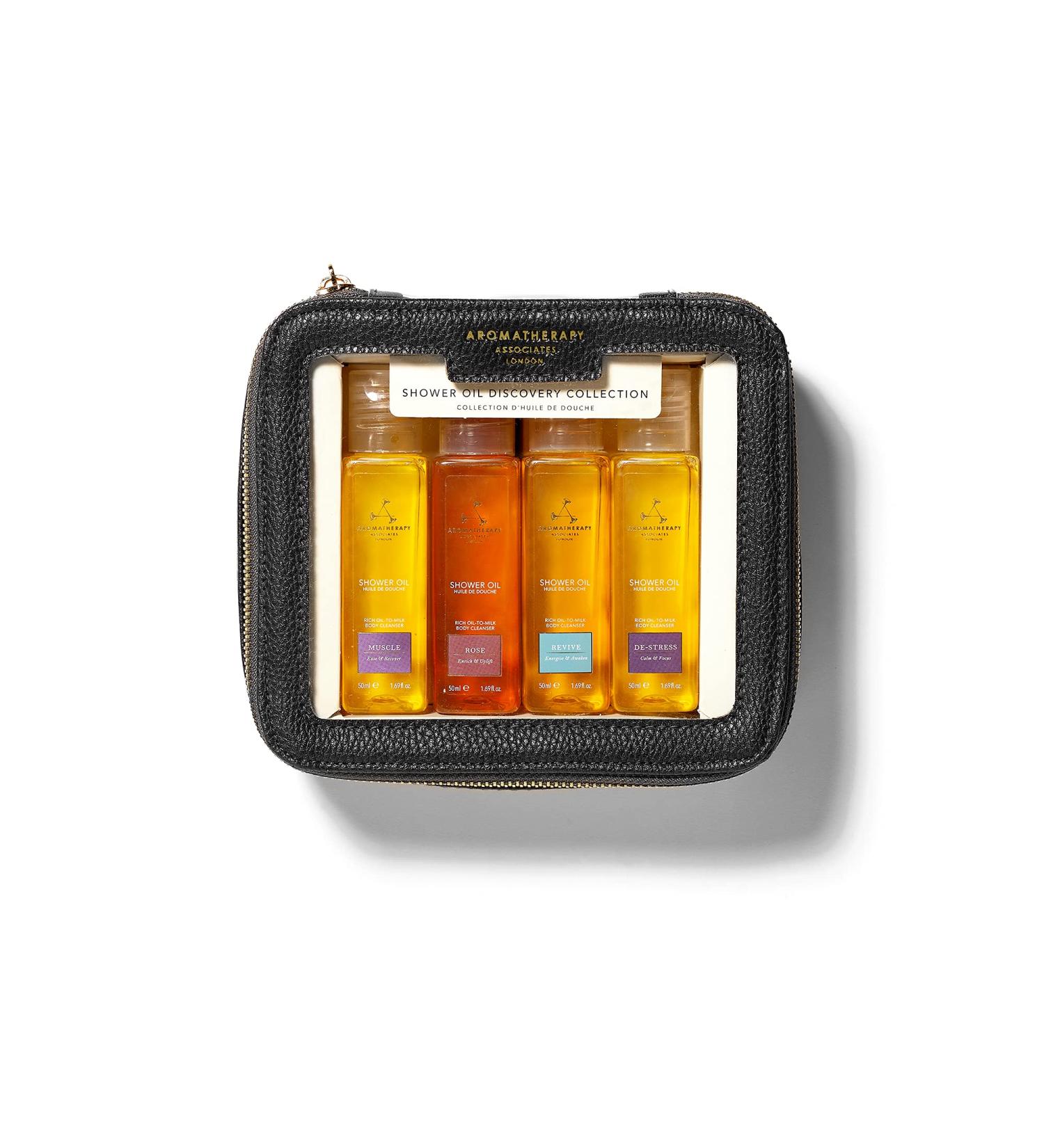 Aromatherapy Associates Mini Shower Oil Travel Collection - 4 Premium Oils (50ml each) - Revive, De-Stress Muscle, Rose Blends - Travel Case - 1 count - Buy Online on SooperMarket.com