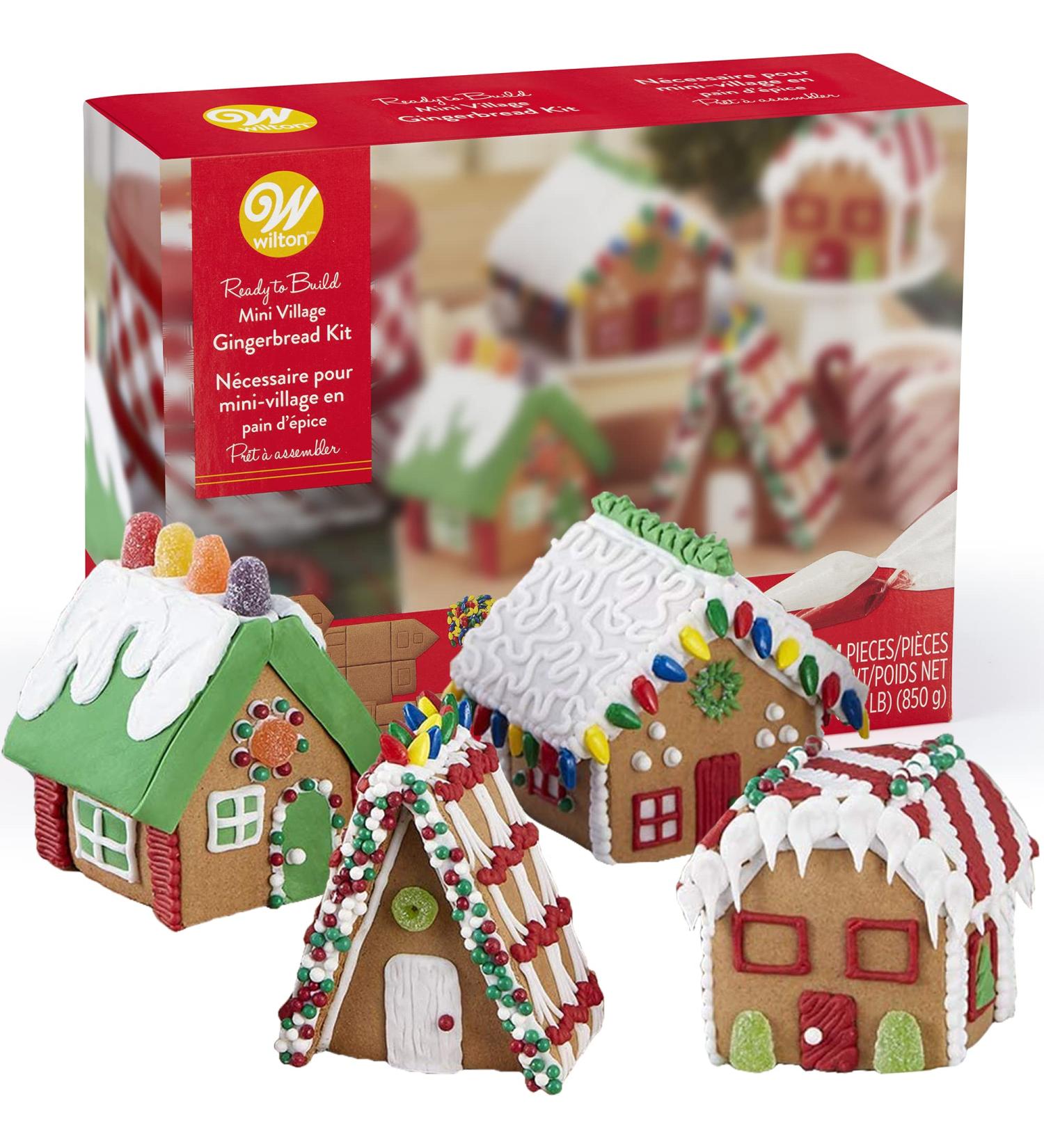 Christmas Mini Village Gingerbread House Kit - DIY Set with Candies, Fondant, Icing, Decorating Supplies, & Holiday Stickers - Buy Online on SooperMarket.com