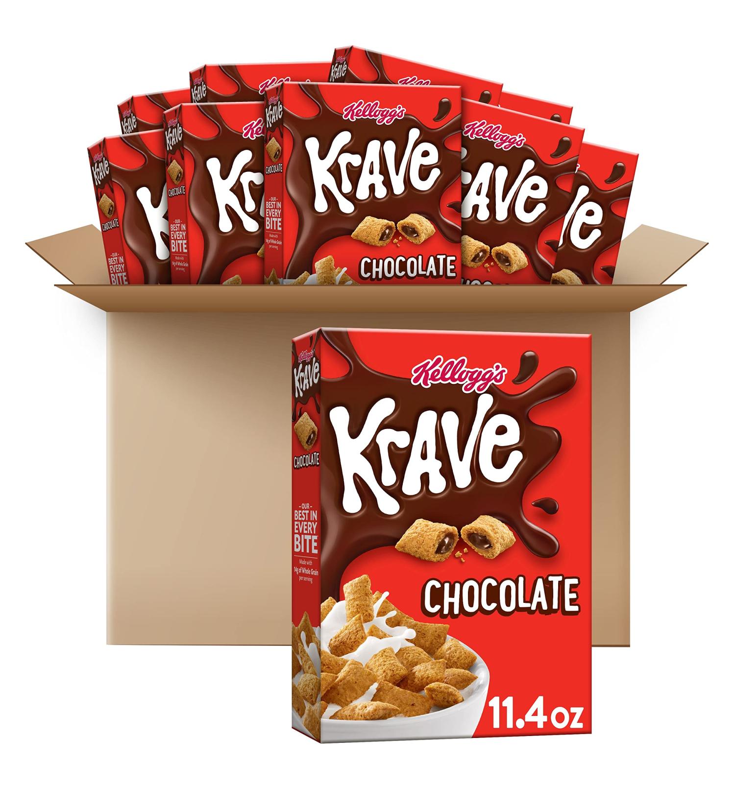 Kellogg's Krave Chocolate Cereal 7.125lb Case (10 Count) - Real Chocolate Filling - Buy Online on SooperMarket.com