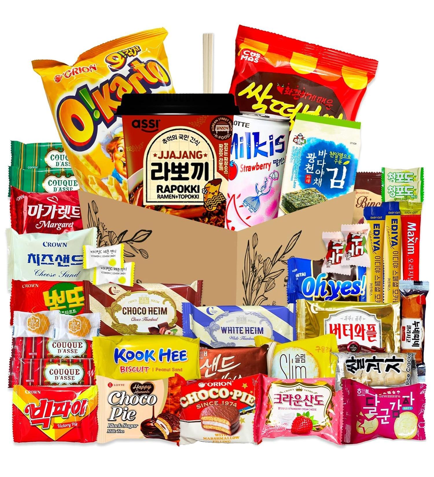 Korean Snack Box 36 Count Care Package - Individually Wrapped Candy, Snacks, Chips, Cookies & Treats for All Ages by Seconde Nature - Buy Online on SooperMarket.com