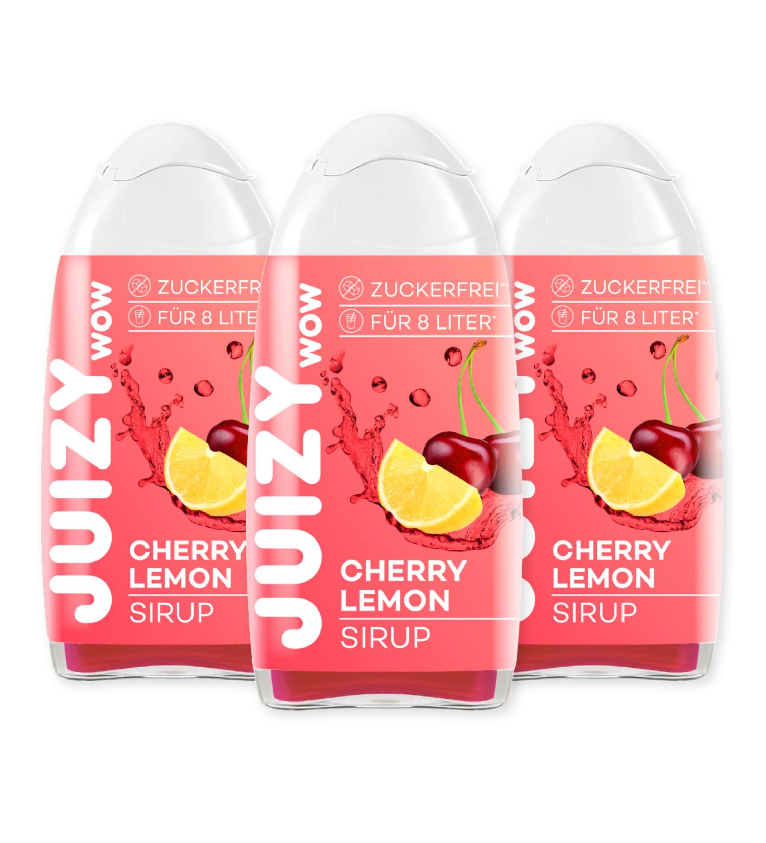 Juizy WoW Sugar-Free Beverage Syrup - Cherry Lemon 3x65ml | Zero Calories Vegan Concentrate | Up to 36L Natural Drink | More Juice Less Calories - Buy Online on SooperMarket.com