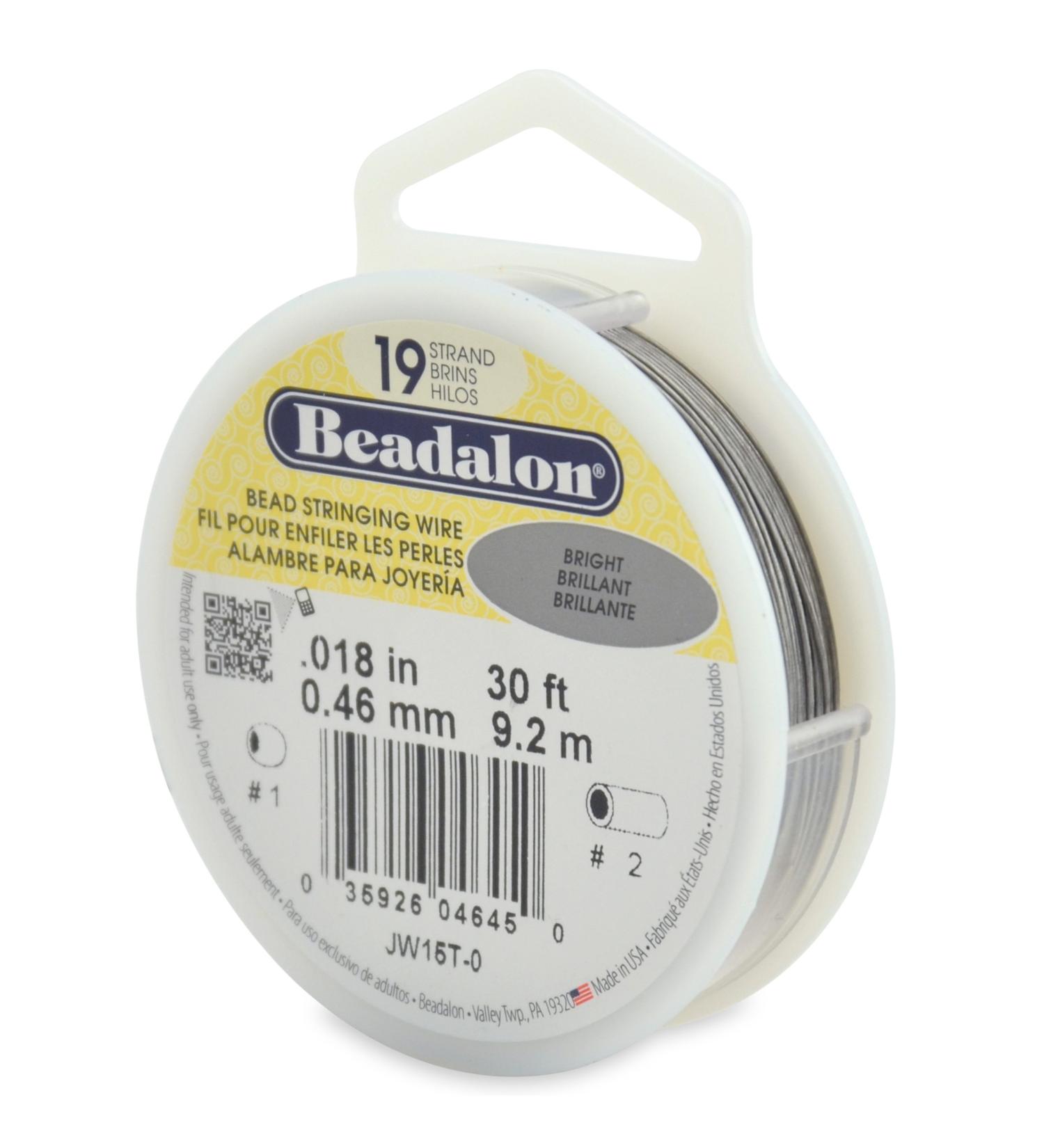 Beadalon 19 Strand Stainless Steel Bead Stringing Wire .018 in Bright 30 ft - Durable Jewelry Making Wire - Buy Online on SooperMarket.com