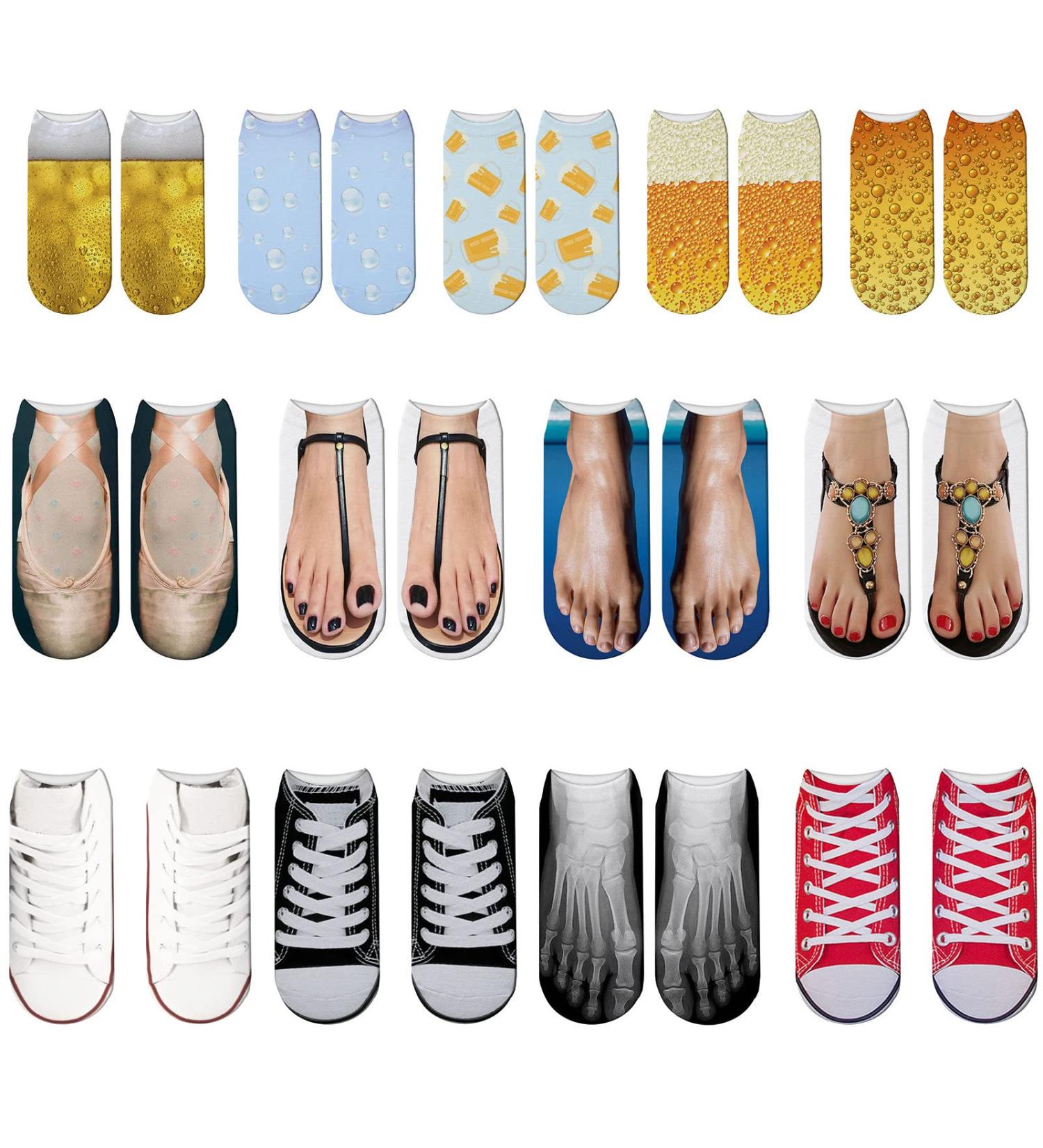 TUNUSKAT Unisex 3D Funny Pattern No Show Socks - Novelty Birthday Gifts for Men/Women (E2_multicolor) - Buy Online on SooperMarket.com
