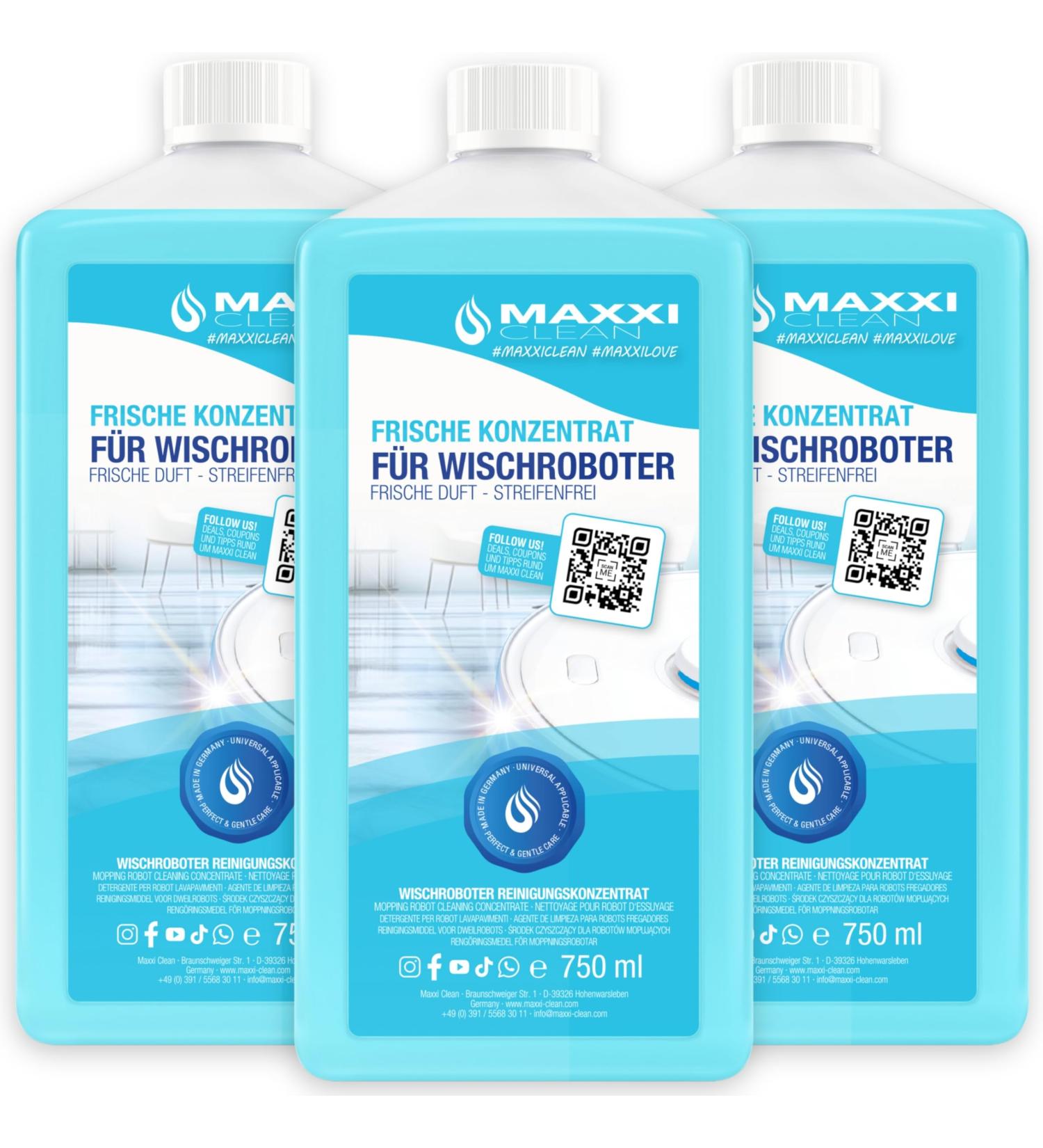 Maxxi Clean Floor Cleaner 3x750ml - Universal Wiping Fluid for Soil Parquet & Tiles | Ideal for Wiping Robots | Fresh Fragrance - Buy Online on SooperMarket.com