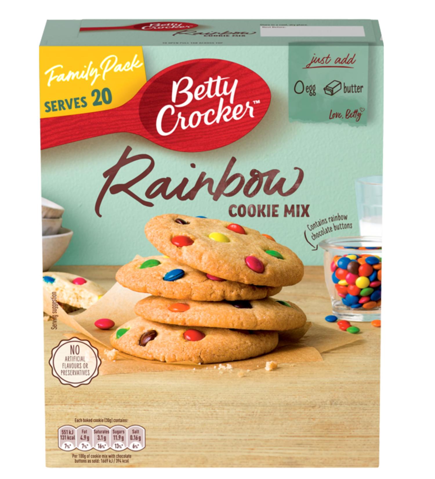 Betty Crocker Rainbow Cookie 495g With Pack Of Rainbow Chocolate Buttons Easy to Prepare - Buy Online on SooperMarket.com
