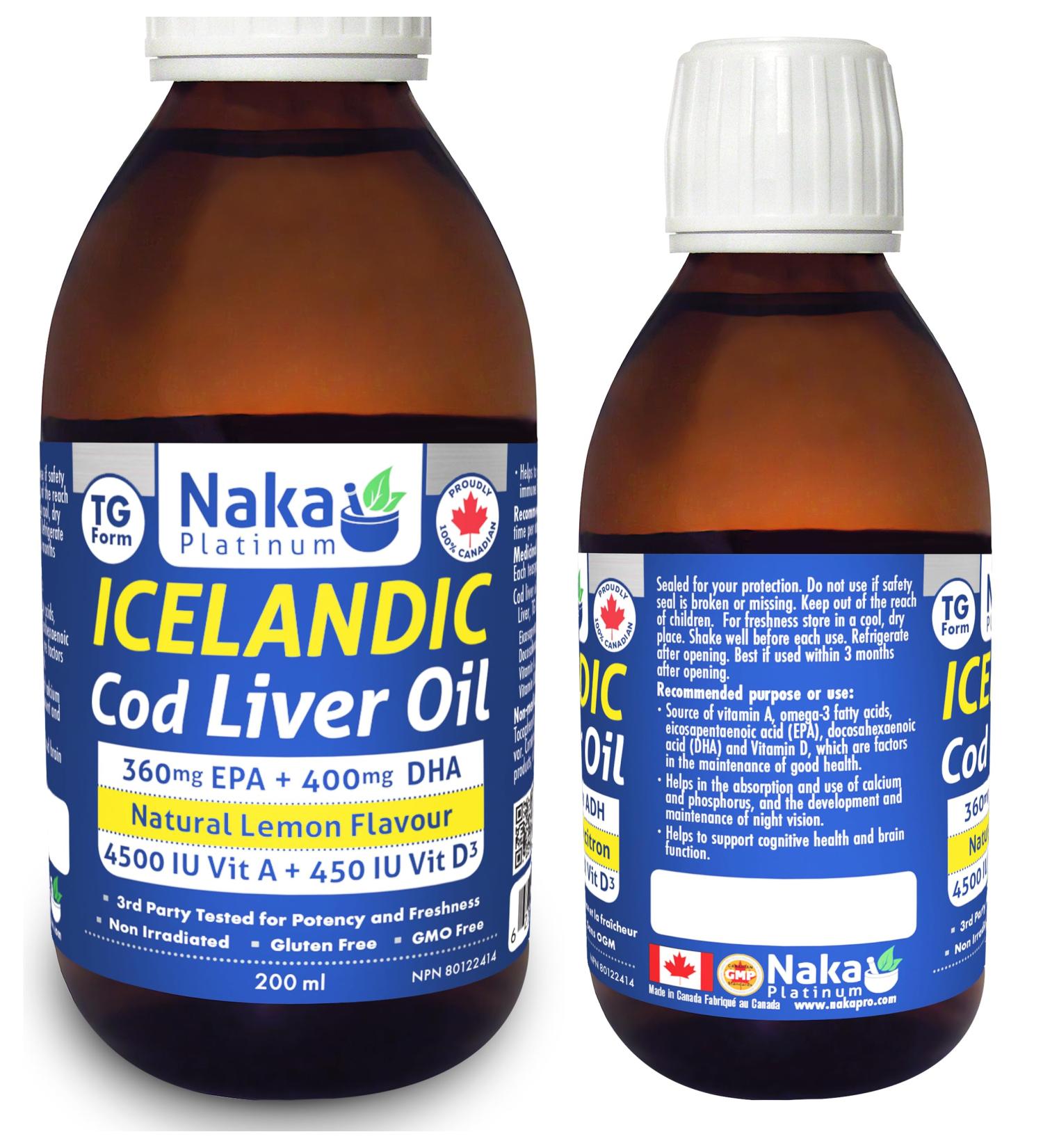 Naka Platinum Icelandic Cod Liver Oil TG form Natural Lemon Flavour Made in Canada (200ml) 200 ml (Pack of 1) - Buy Online on SooperMarket.com