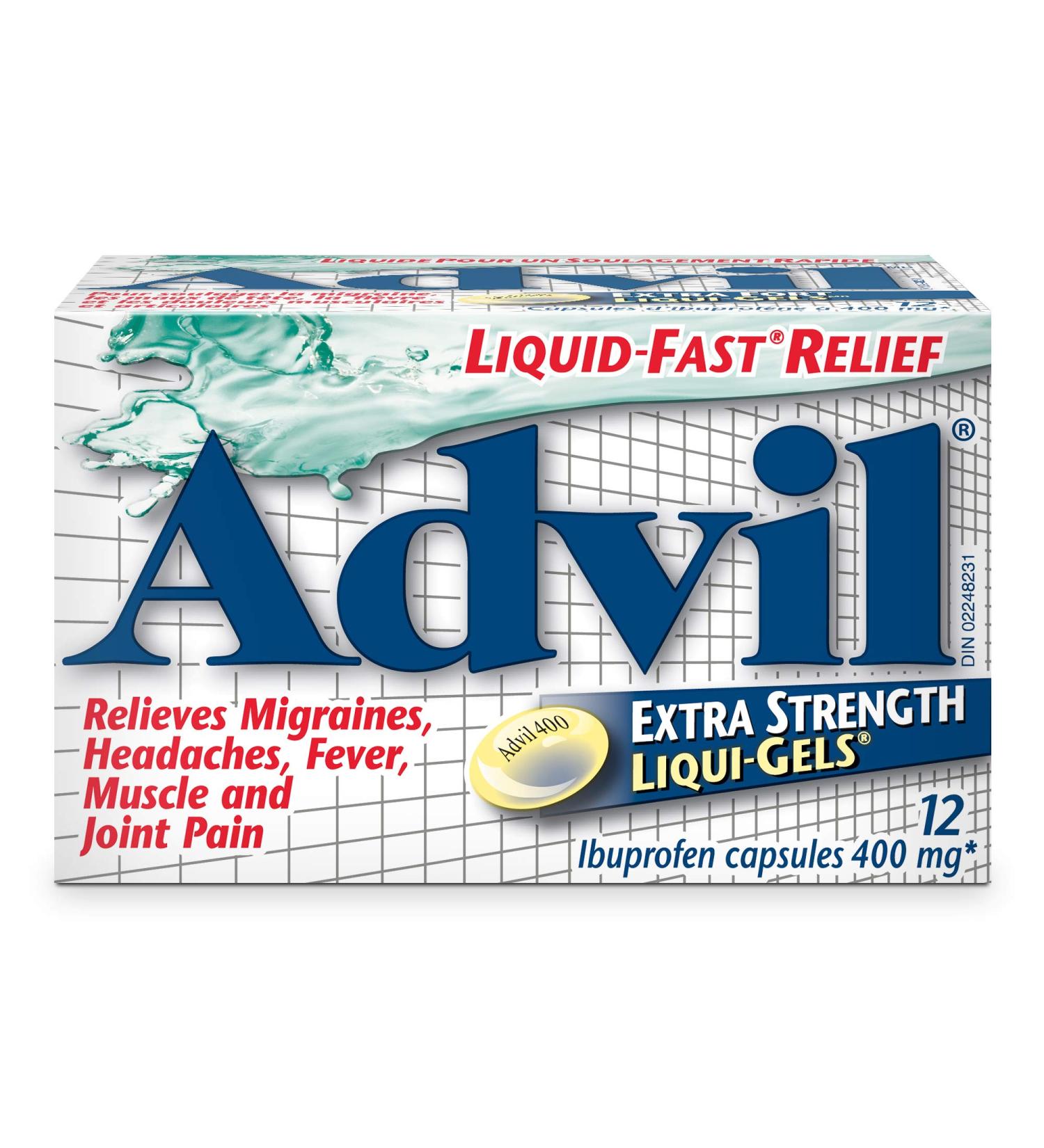 Advil Extra Strength Ibuprofen Pain Relief Liquid-Gels Fast Acting Pain Relief for Migraine Back Neck Joint and Muscle Relief 400mg (12 Count) 12 Count (Pack of 1) Pain Relief Liquid-Gels - Buy Online on SooperMarket.com