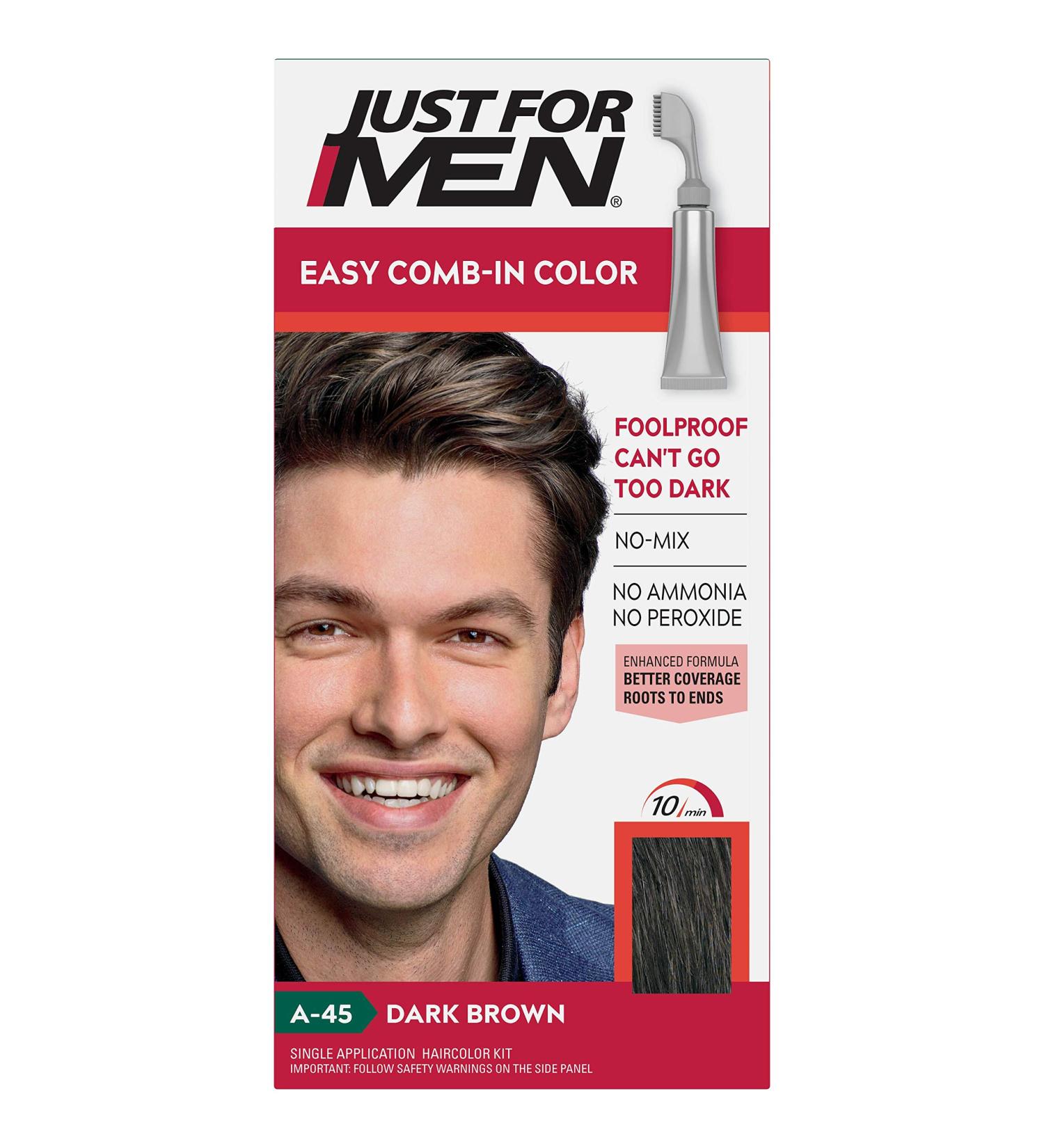 Just For Men A-45 Dark Brown Autostop Fast & Easy Hair Color for Men | 1.2 Ounce | International Shipping Available - Buy Online on SooperMarket.com