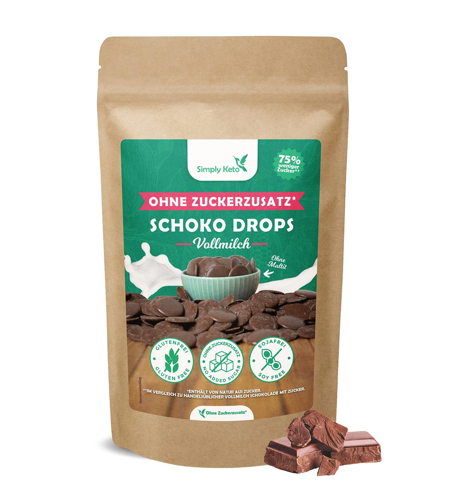 Simply Keto Lower Carb Chocolate Drops - Sugar-Free Whole Milk Treats (750g) - Perfect for Low-Carb & Ketogenic Diets - Buy Online on SooperMarket.com
