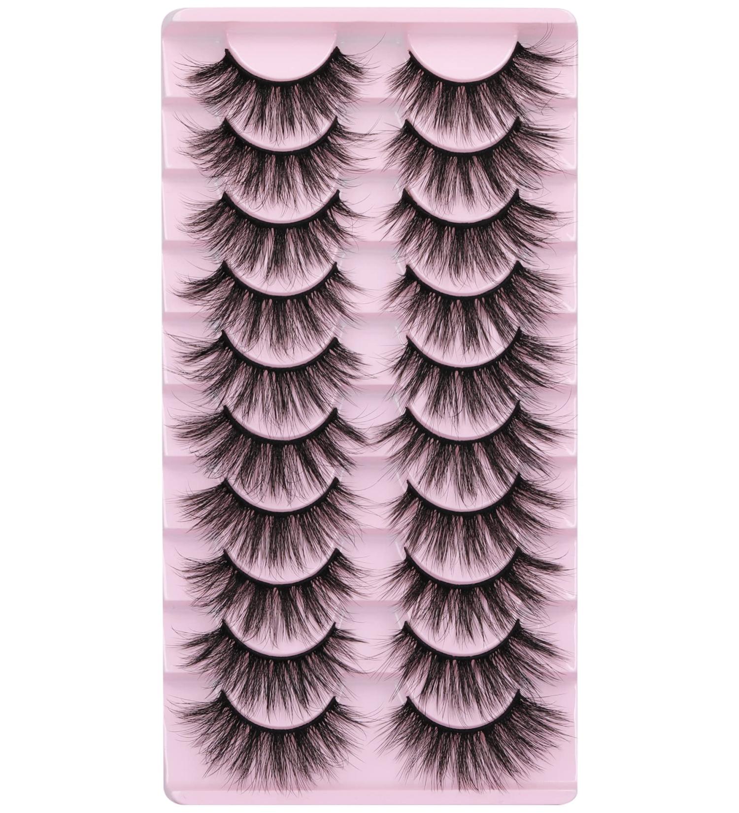 False Eyelashes: Fluffy 20mm Mink Cat Eye Lashes - 10 Pairs Pack for a Natural 5D Curl Wispy Look by EYDEVRO - Buy Online on SooperMarket.com