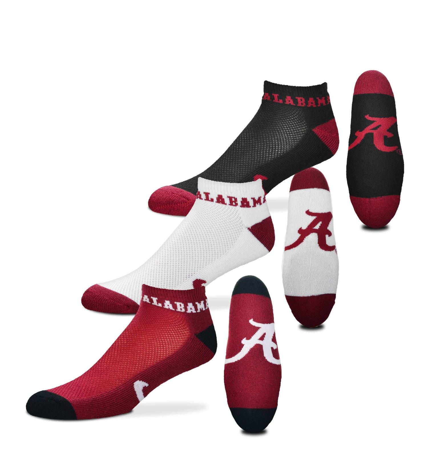 For Bare Feet NCAA Mens "Money" Ankle Socks-3 Pack Alabama Crimson Tide 10-13