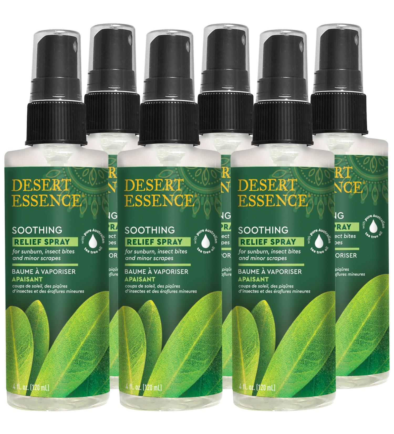 Desert Essence Soothing Relief Spray 4 fl oz (Pack of 6) - Australian Tea Tree Oil for Sunburn, Insect Bites & Aching Feet - Buy Online on SooperMarket.com
