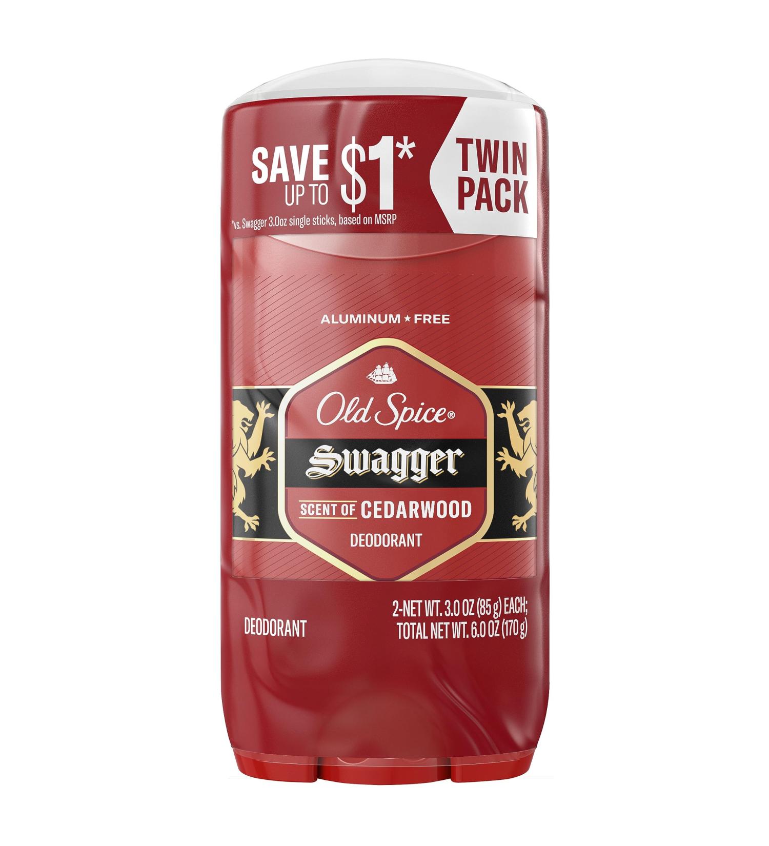 Old Spice Men's Deodorant Aluminum-Free Swagger 3.0oz Twin Pack Cedarwood and Lime 6 Ounce (Pack of 1) - Buy Online on SooperMarket.com