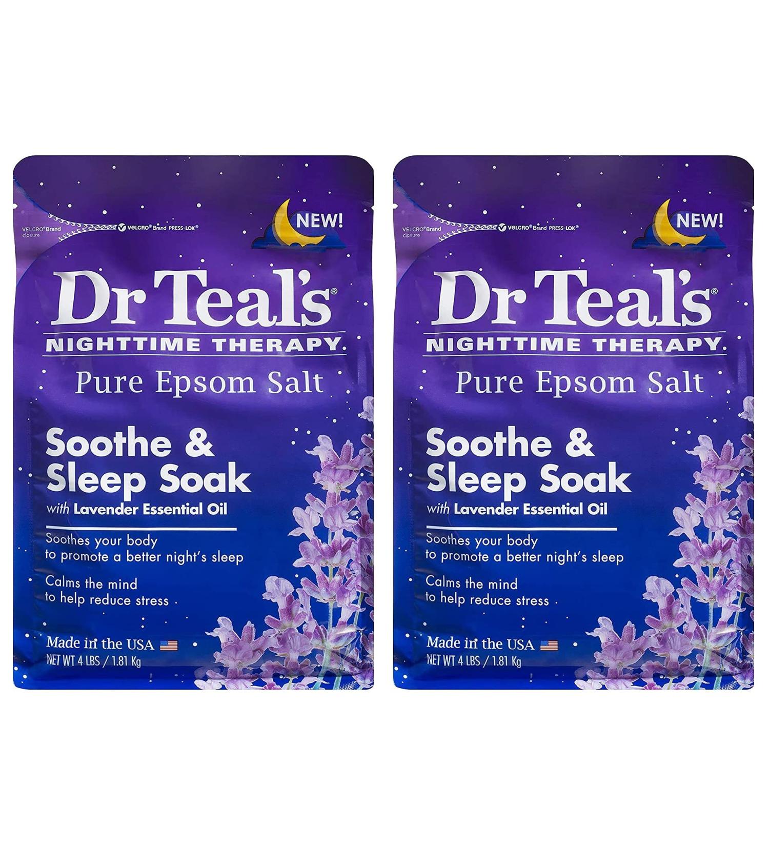 Dr Teal's Lavender Epsom Salt Bath Soak - 4 lb Bags (Pack of 2) for Soothing & Restful Sleep - Buy Online on SooperMarket.com