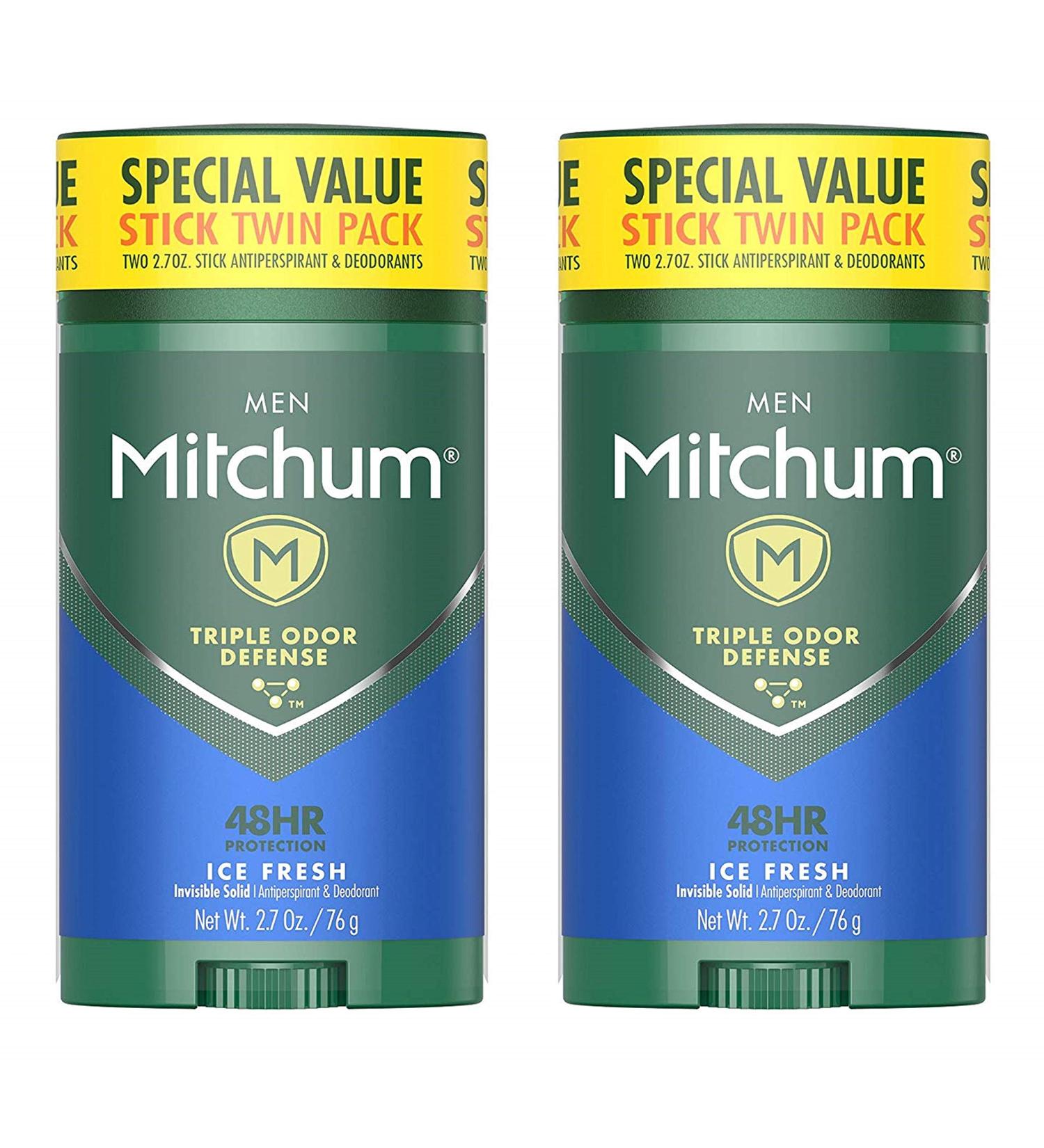 Mitchum Men's Antiperspirant Deodorant - Ice Fresh - 2.7 OZ (76g) Twin Pack - Buy Online on SooperMarket.com