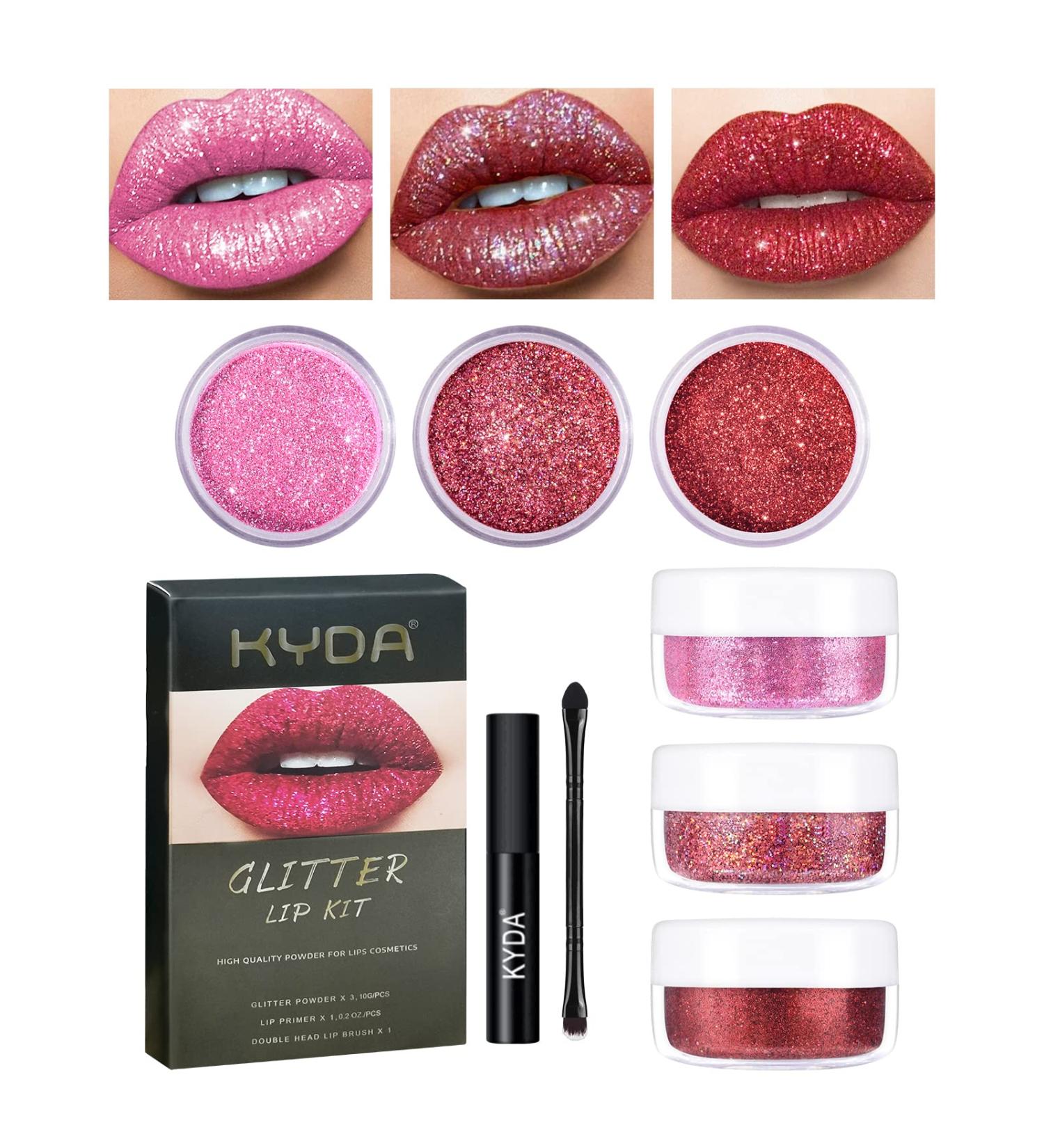 FREEORR Glitter Lip Kit - Long Lasting & Waterproof Metallic Lip Powder Set - Buy Online on SooperMarket.com