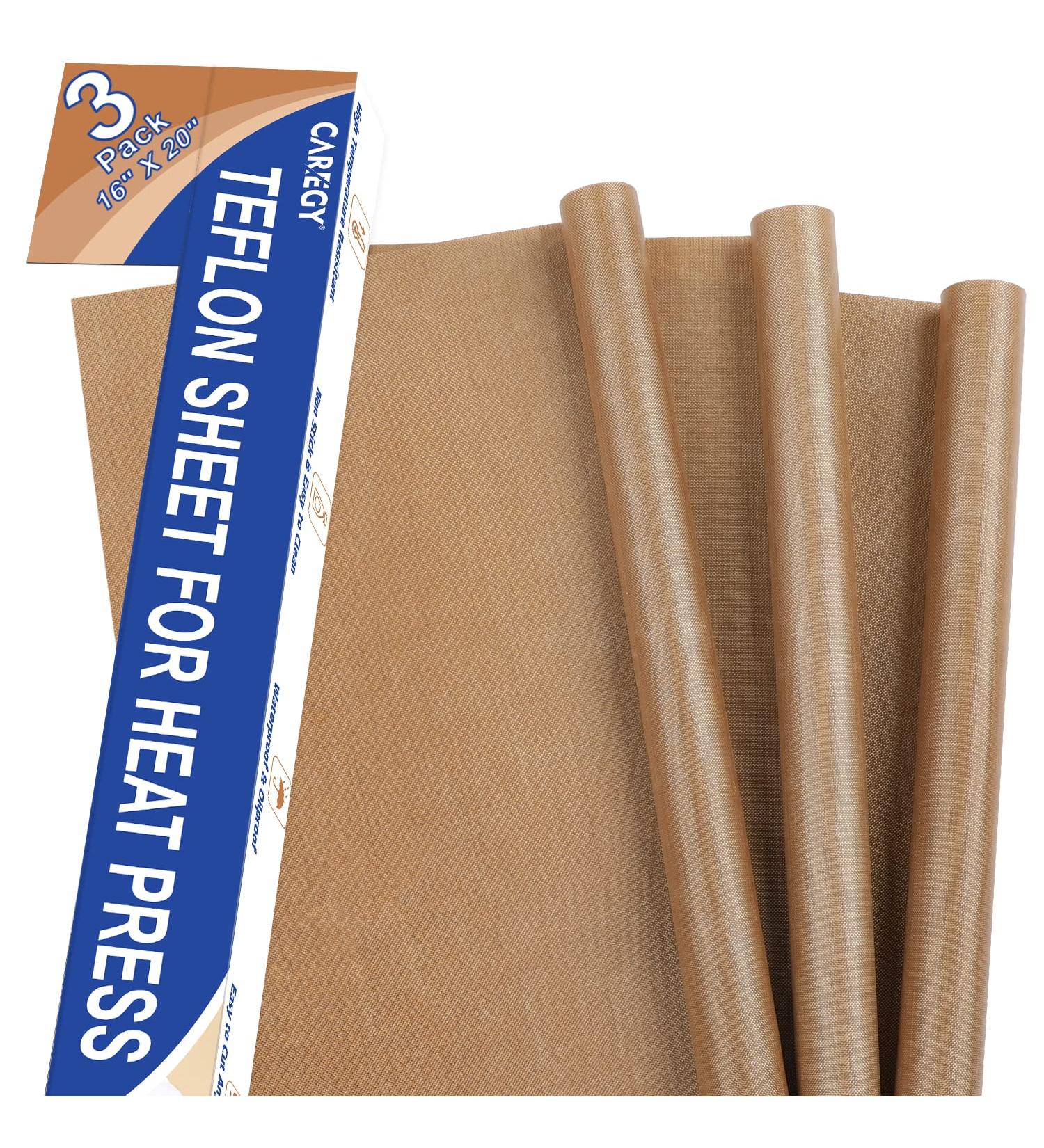 CAREGY 3 Pack PTFE Teflon Sheet 16x20 for Heat Press - Non Stick & Reusable Heat Transfer Paper - Heat Resistant Craft Mat - Buy Online on SooperMarket.com