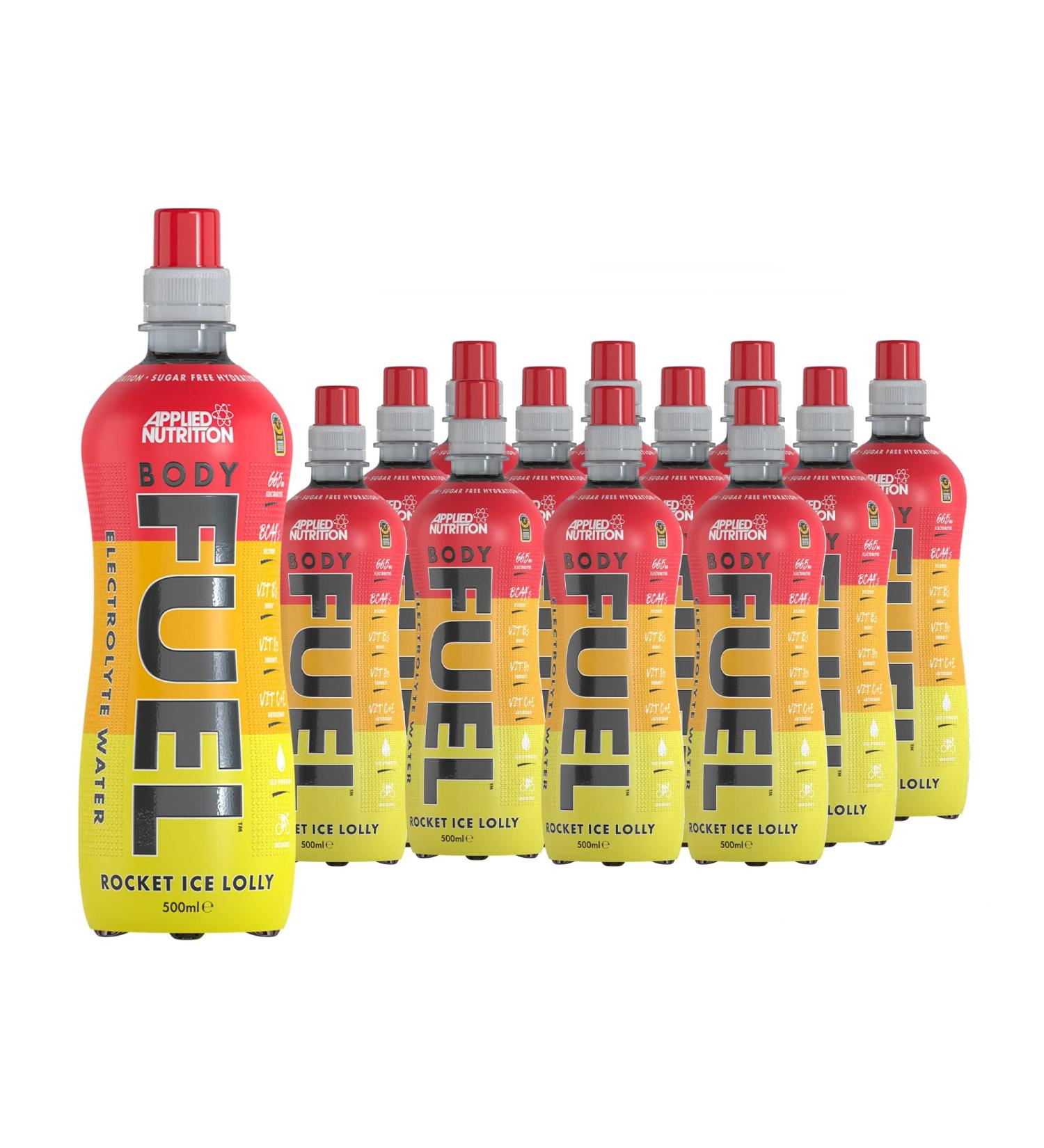 Applied Nutrition BodyFuel Electrolyte Water - Body Fuel Prime Drink with BCAAs and Vitamins Fast Hydration (12 x 500ml) (Rocket Ice Lolly)