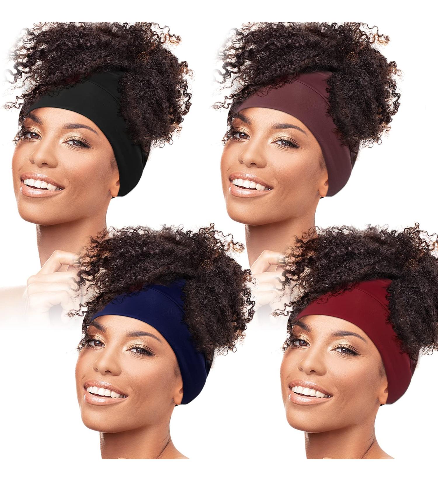 Haysandy Hair Wrap 4-Piece Pineapple Sleeping Cap Set | Hair Protector | Polyamide Sleeve | No Fading | Back Open Design | One Size (Black, Coffee, Wine Red, Navy Blue) - Buy Online on SooperMarket.com