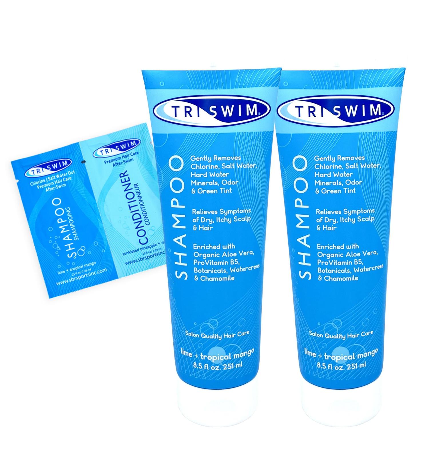 TRISWIM Chlorine Removal Shampoo - 8.5 Fl Oz | Relieves Itchy Scalp & Removes Chlorine Salt Water and Hard Water | Enriched with Aloe Vera | Pack of 2 - International Shipping Available - Buy Online on SooperMarket.com