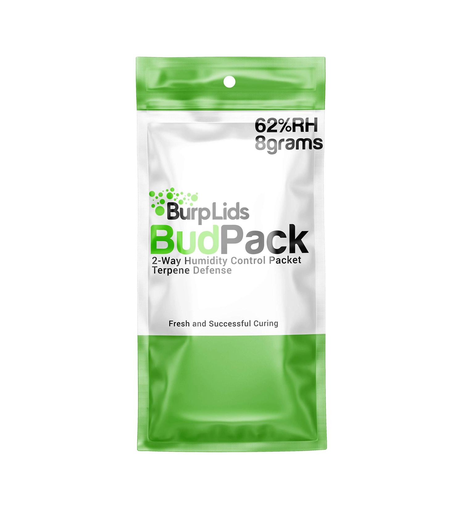Burp Lids Bud Pack | 62% RH 2-Way Humidity Control | Size 8g | 1 Ounce Flower Protection | 12-Count Resealable Bag - Buy Online on SooperMarket.com