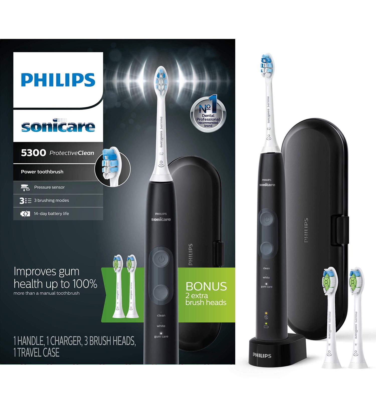Philips Sonicare ProtectiveClean 5300 Electric Toothbrush Black - HX6423/34 - Buy Online on SooperMarket.com