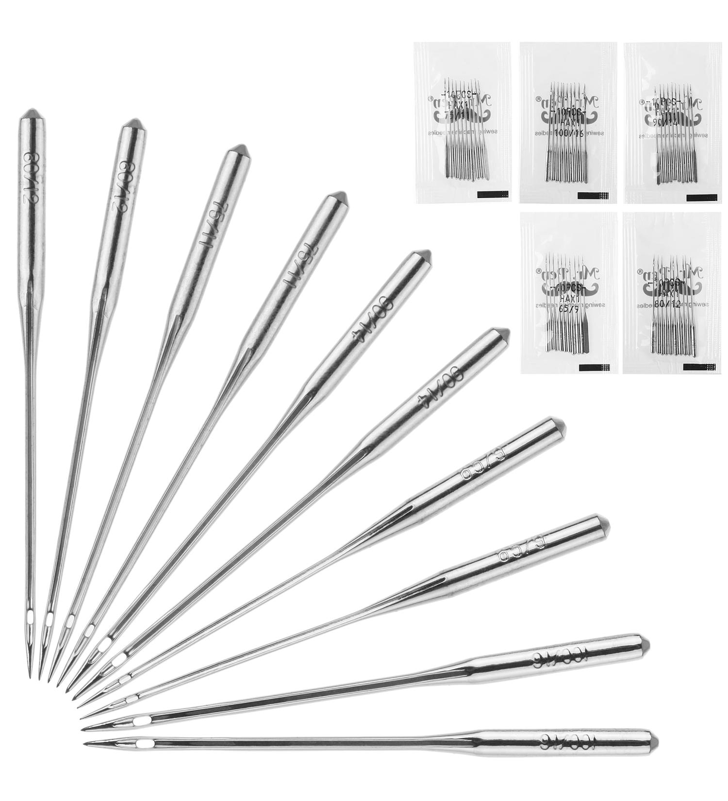 Mr. Pen Sewing Machine Needles 50 Pack - Universal Needles for Singer, Brother, Janome - Assorted Sizes 65/9, 75/11, 80/12, 90/14, 100/16 - Buy Online on SooperMarket.com