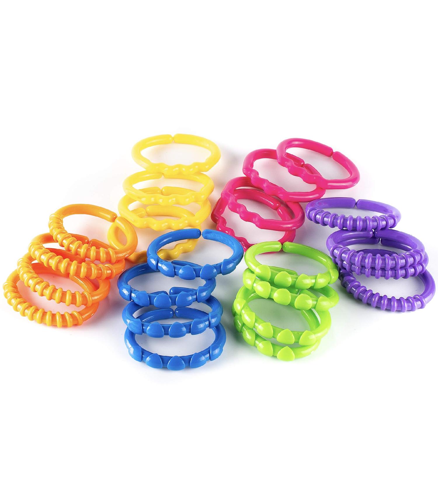 Talinu Stroller Chain | 24-Piece Baby Grasping Ring Set | Versatile Rattle & Play Chain for Baby | DIY Fun & Engagement - Buy Online on SooperMarket.com