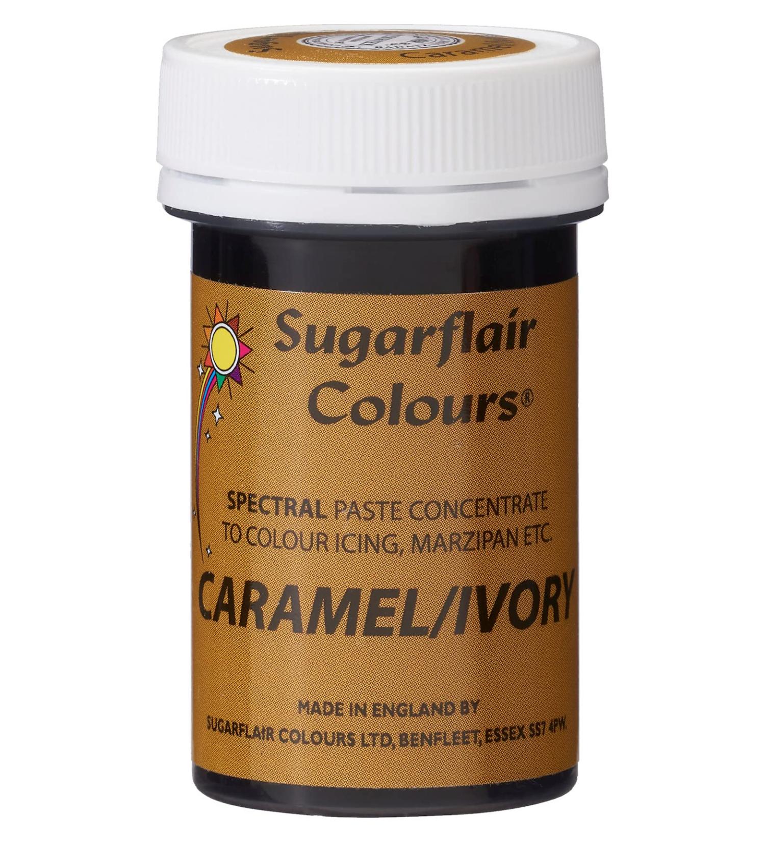 Sugarflair Caramel/Ivory Spectral Food Colouring Paste Highly Concentrated for Use with Sugar Pastes Buttercream Royal Icing or Cake Mix Vibrant Colour Dye - 25g