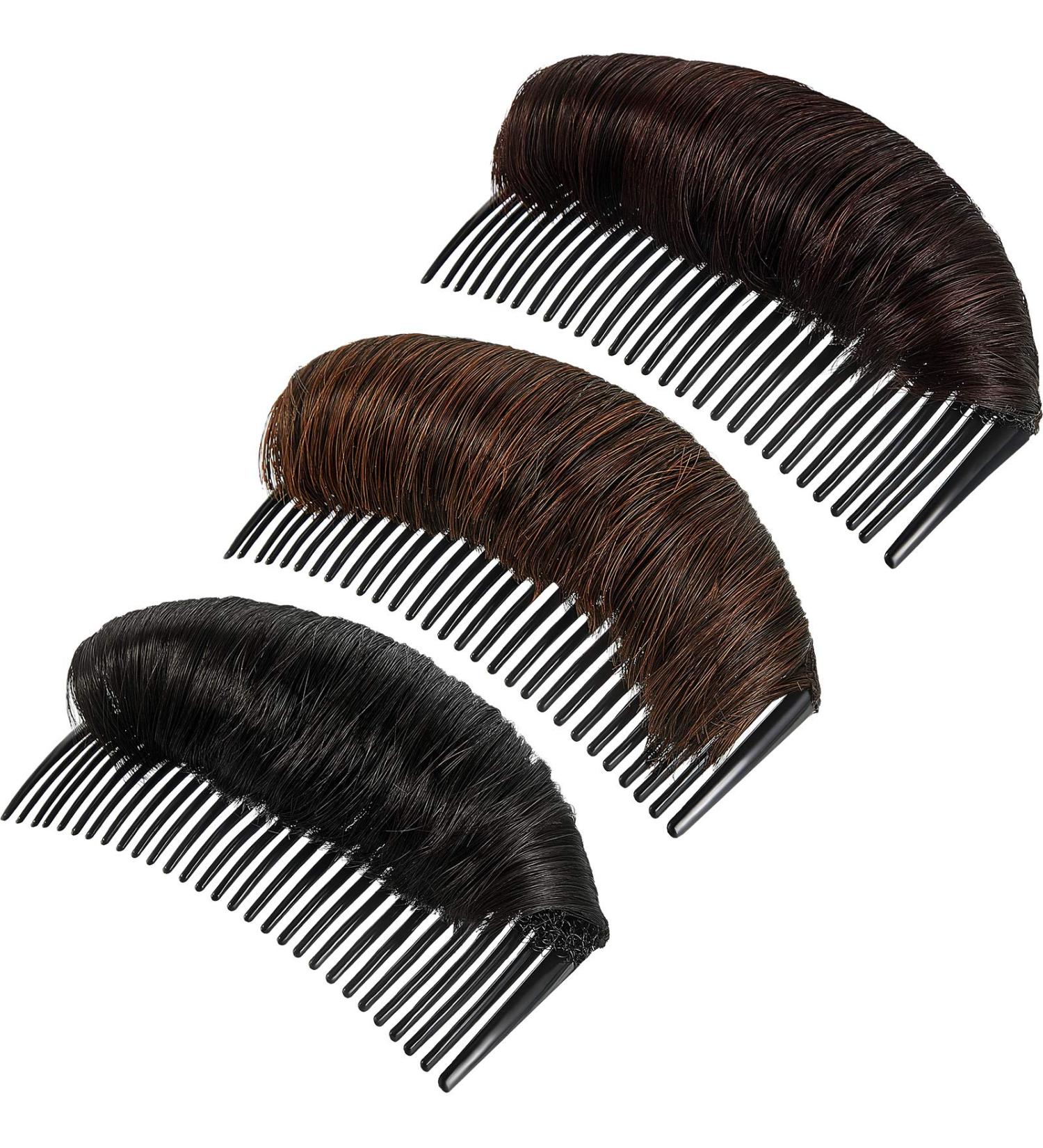 3-Piece Hair Bun Clip & Styling Insert Tool Set for Women - Black, Light Brown, Dark Brown - Buy Online on SooperMarket.com