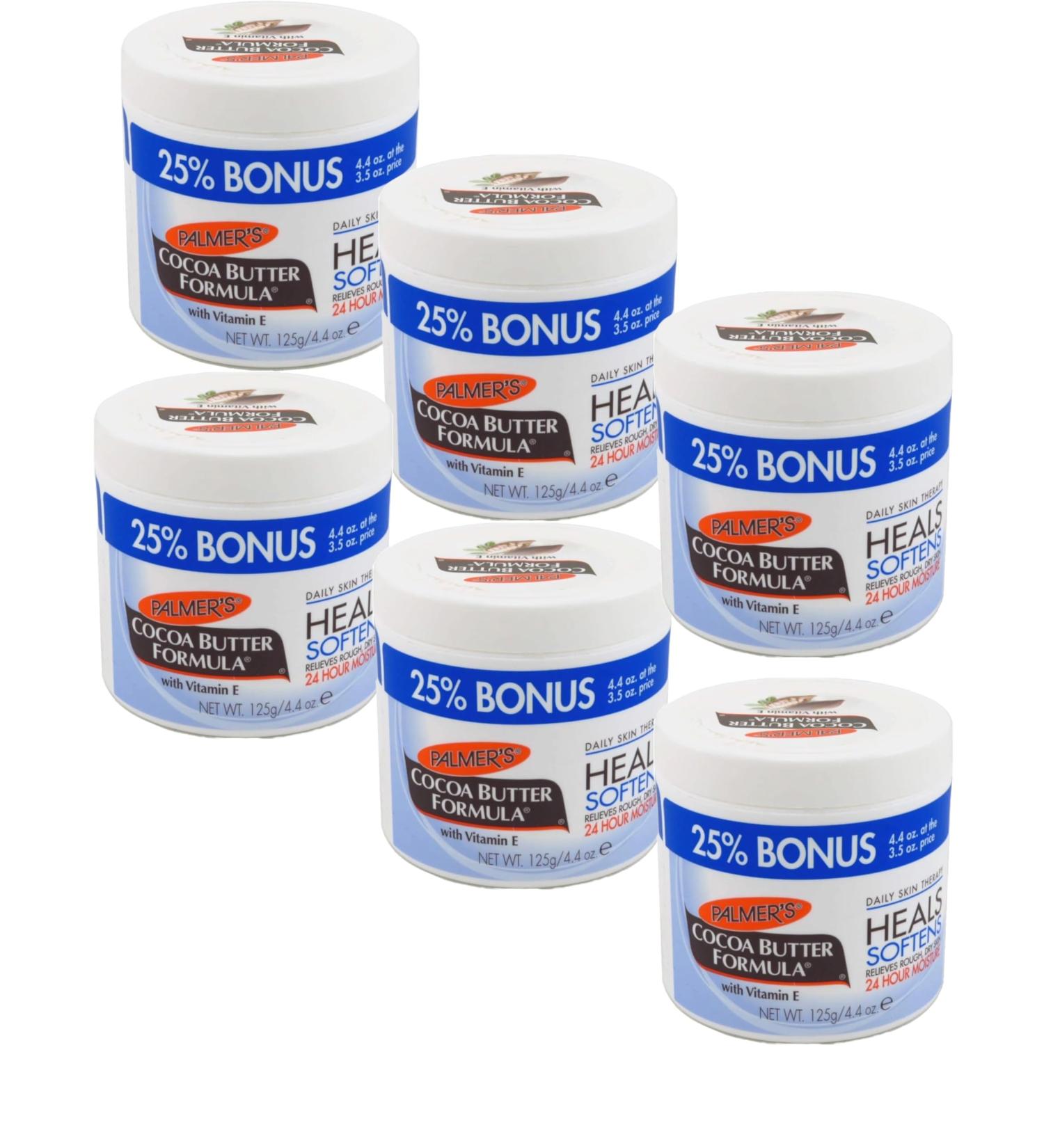 Palmer's Cocoa Butter Jar with Vitamin E - 4.4 oz (Pack of 6) | Nourishing Skin Moisturizer | International Shipping Available - Buy Online on SooperMarket.com