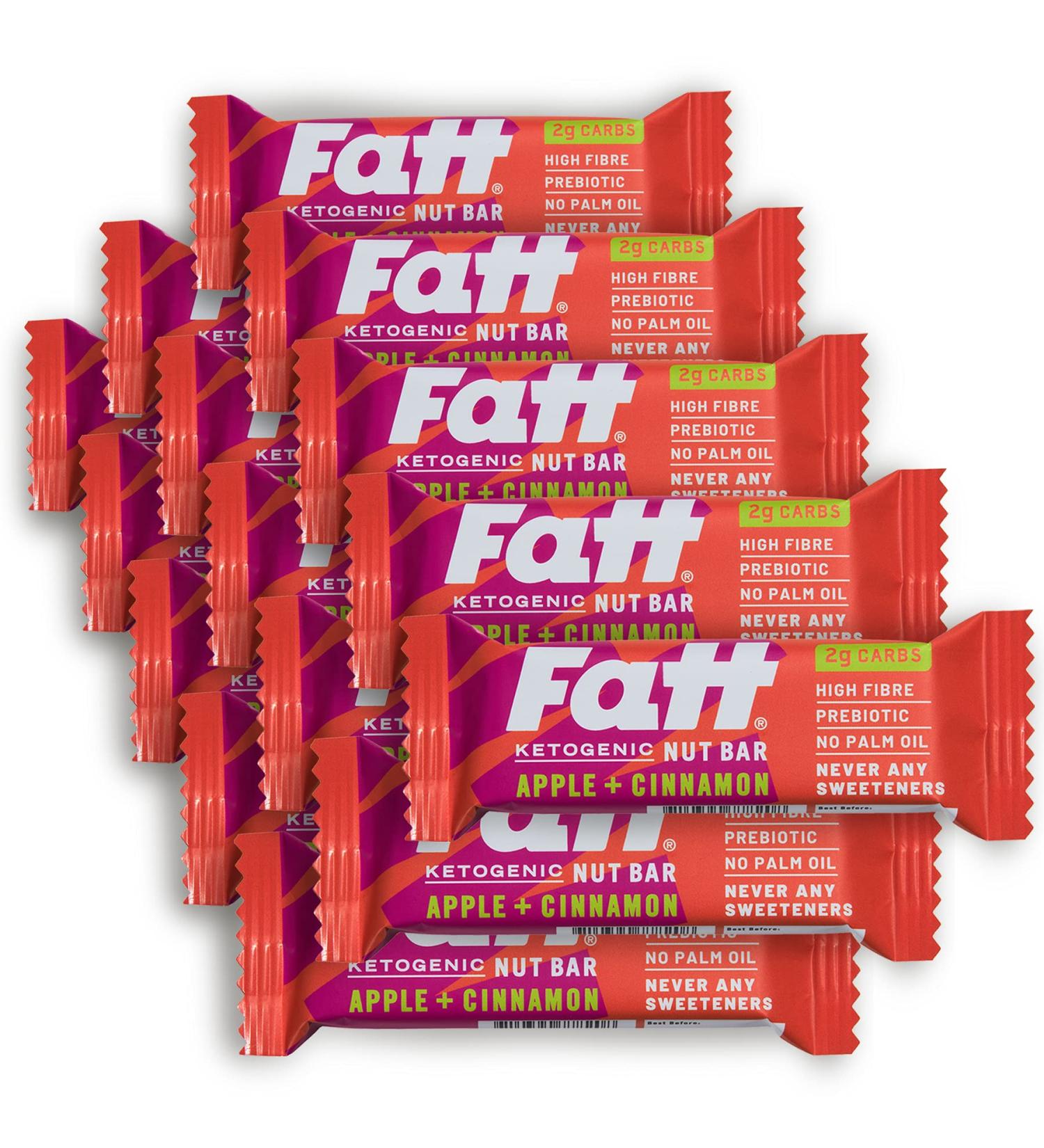 Fatt Keto Nut Bars - Apple & Cinnamon 15-Pack - Low-Carb Gluten Free Clean Snack Bars - High Fiber, Vegan, Super Fats - Fattbar Apple & Cinnamon 15ct - Buy Online on SooperMarket.com