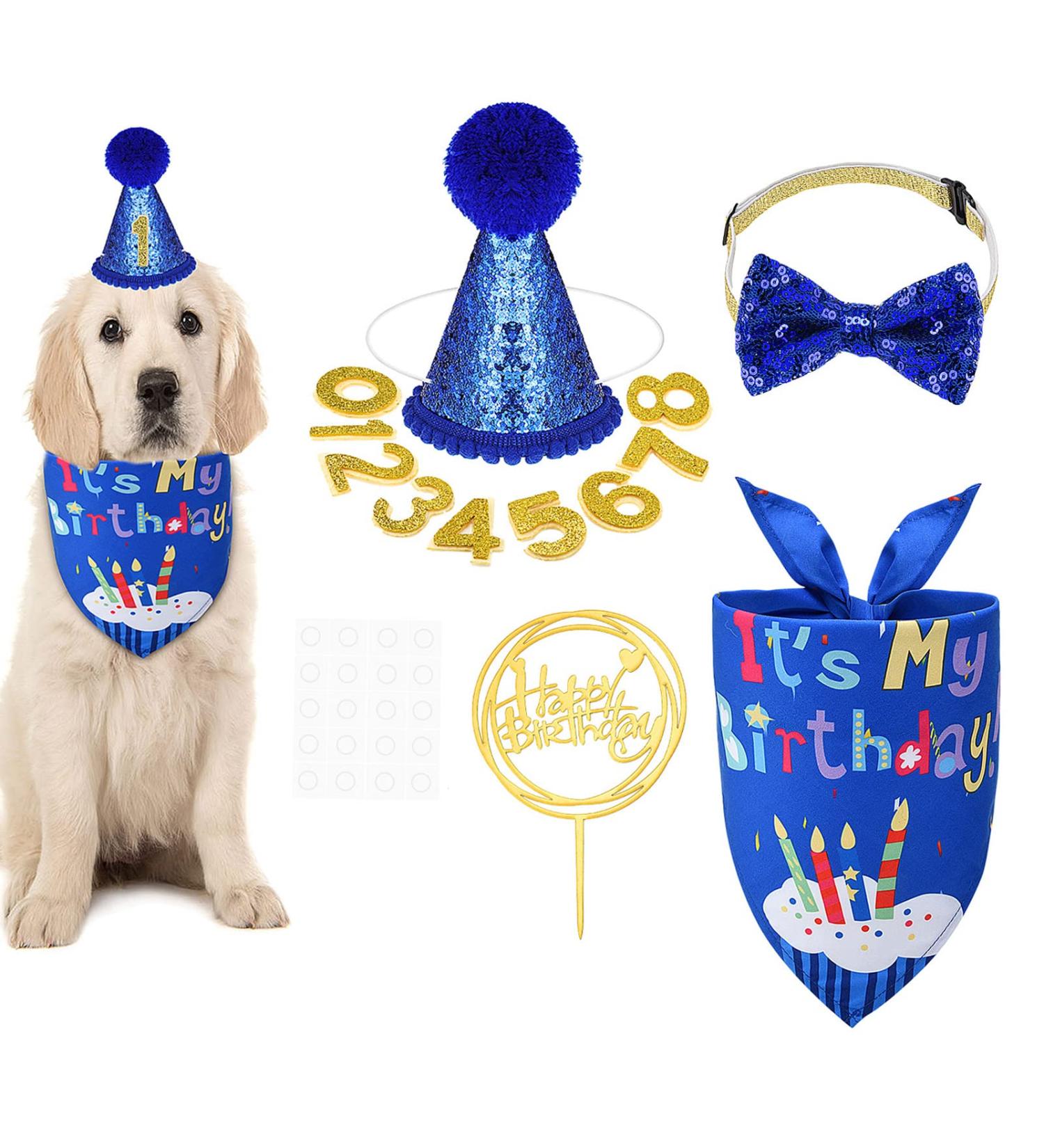 Heyu-Lotus Dog Birthday Bandana with Bow Tie Scarf and Party Hat - Perfect Dog Birthday Party Supplies for Small to Medium Dogs - Buy Online on SooperMarket.com