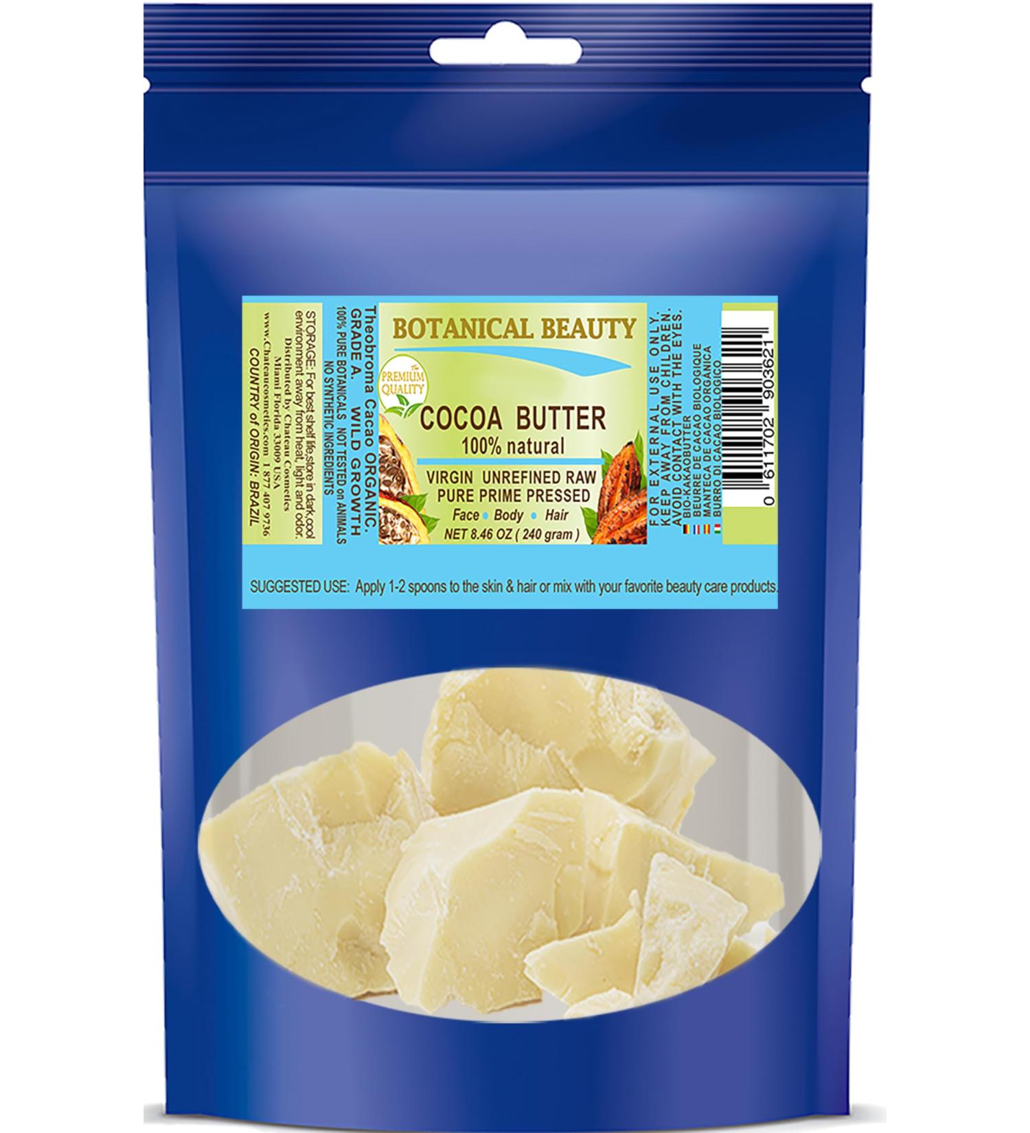 Botanical Beauty Cocoa Butter - Raw Virgin Unrefined from Brazil | 8.46 oz for Skin Hair Body & Nails - Buy Online on SooperMarket.com