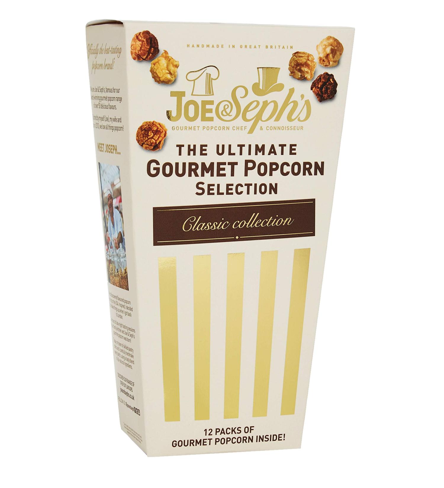 Joe & Seph's Ultimate Popcorn Selection Box - Handmade in the UK | 12 x Mini Bags | Vegetarian & Gluten-Free Snack | Air-Popped with All-Natural Ingredients | 84g (Pack of 1) - Buy Online on SooperMarket.com