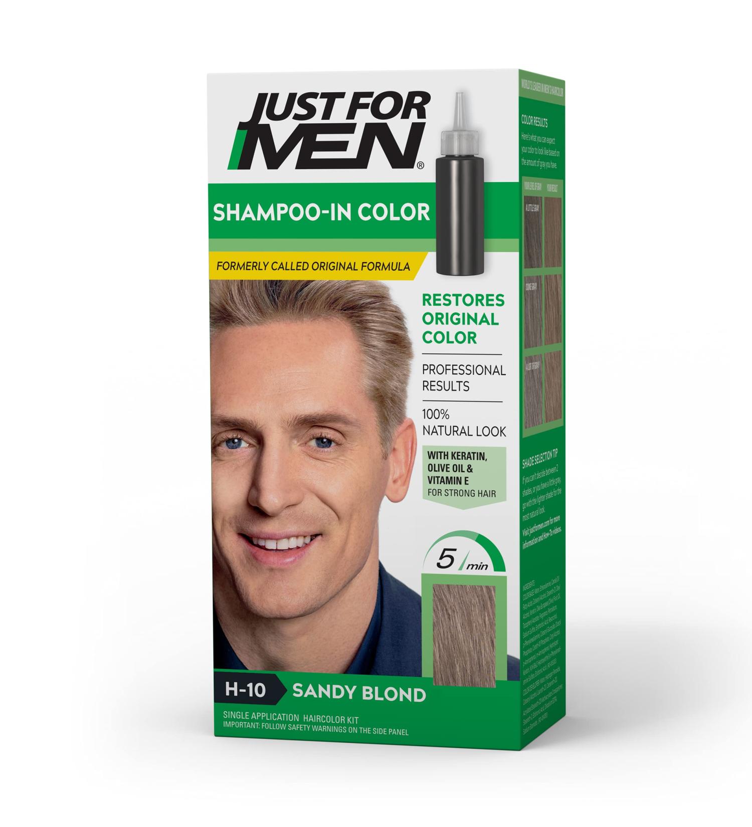 Just For Men Shampoo-In Color Sandy Blond H-10 - Keratin & Vitamin E for Stronger Hair | Pack of 1 - Buy Online on SooperMarket.com