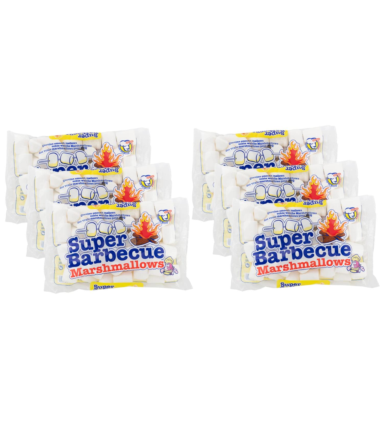 Buy Mr. Mallo Super Barbecue Marshmallows - Soft Foam Sugar Candy for Grilling & Campfires | 6x300g - Buy Online on SooperMarket.com