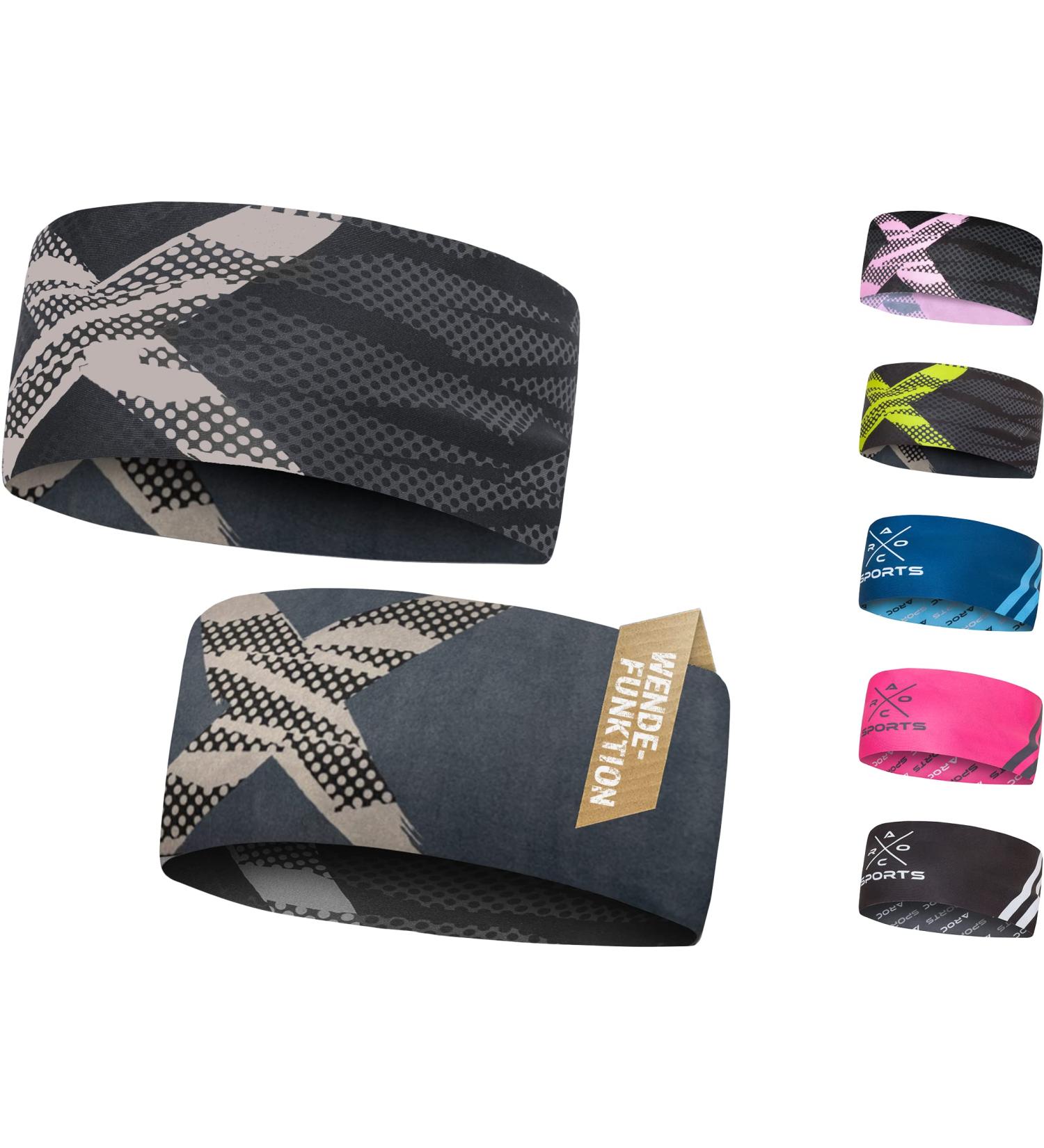 Sports Headband for Turning - Lightweight Elastic Quick-Drying Ideal for Hiking Running Biking and Skiing - Black Gray - Single Pack - Buy Online on SooperMarket.com