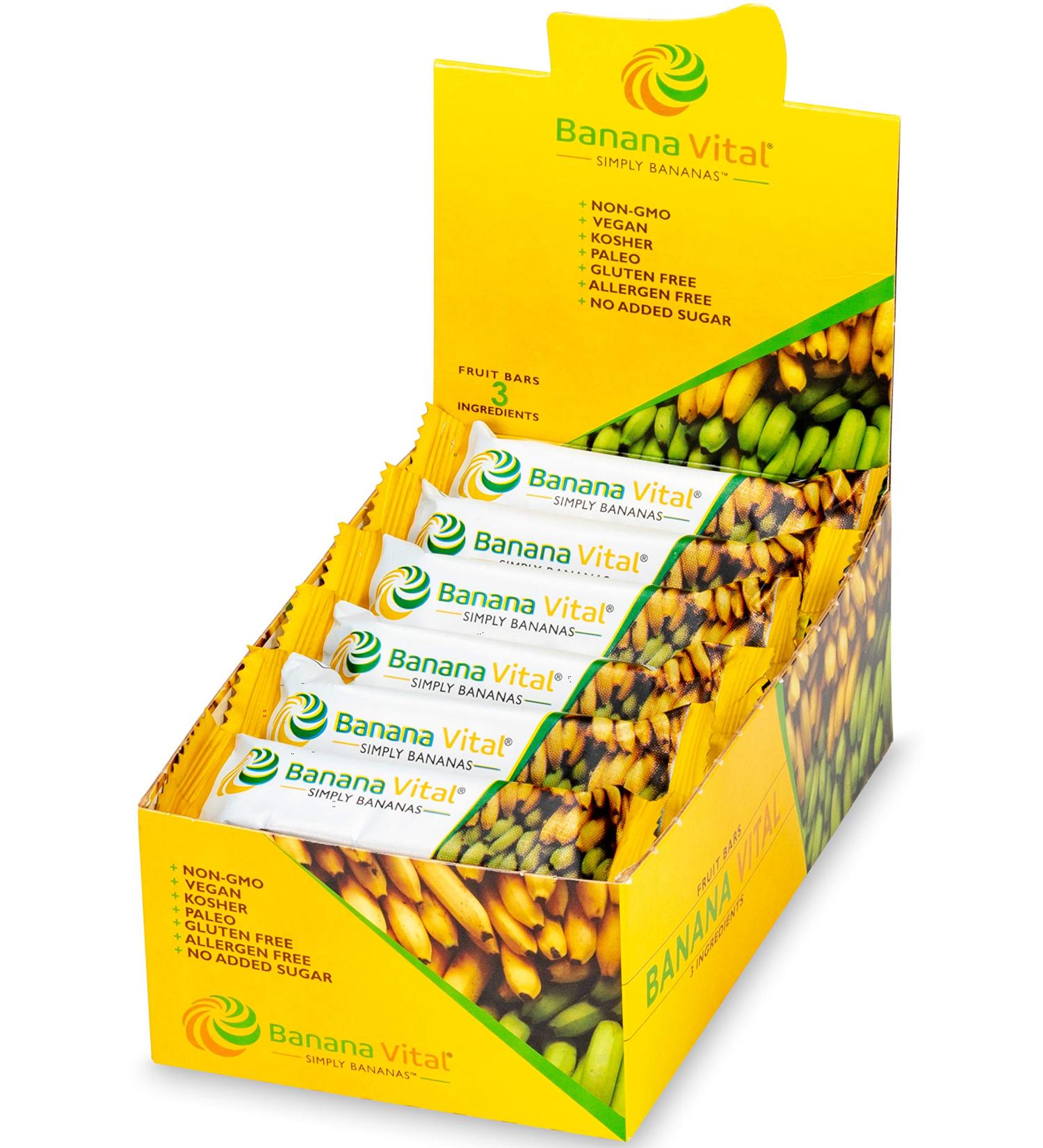 Banana Vital Simply Bananas Fruit Bar - Shelf-Stable, Gluten-Free, Vegan, Non-GMO - 18 Count (30g) Bars - Original Banana Flavor - Buy Online on SooperMarket.com