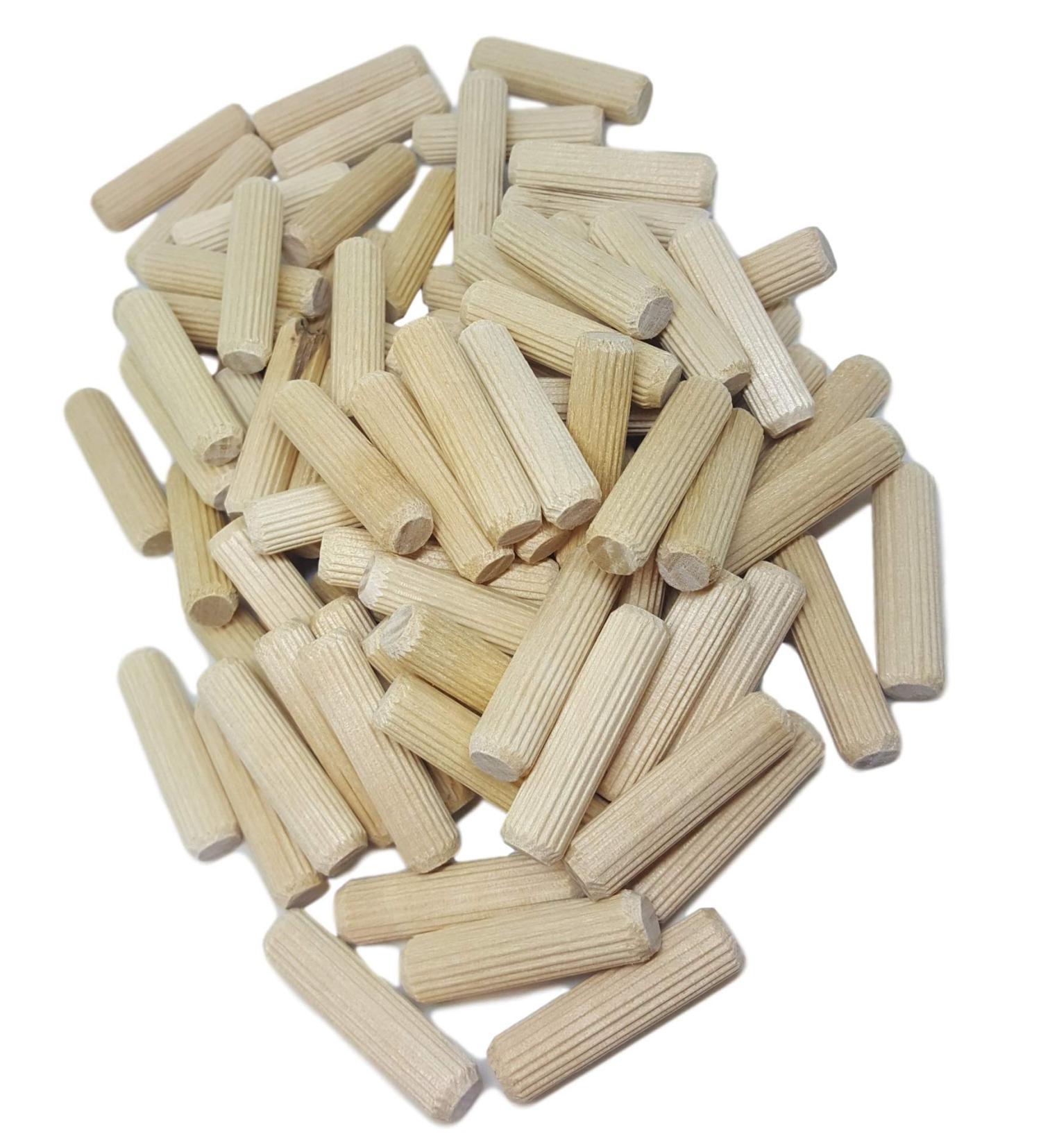 100 Pack 3/8 x 2 Wooden Dowel Pins Wood Kiln Dried Fluted and Beveled Made of Hardwood 3/8 x 2 100 - Buy Online on SooperMarket.com