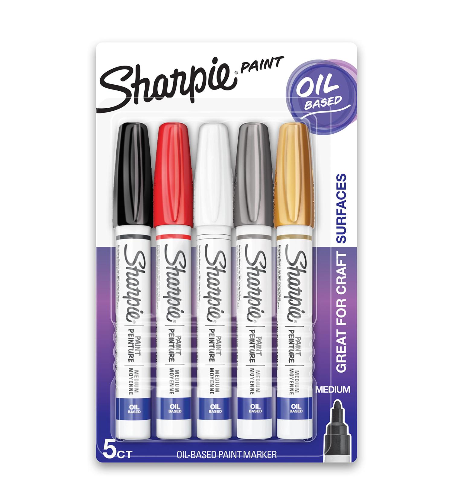 Sharpie Oil-Based Paint Markers 5 Count - Medium & Metallic Colors for Rock Painting - Buy Online on SooperMarket.com