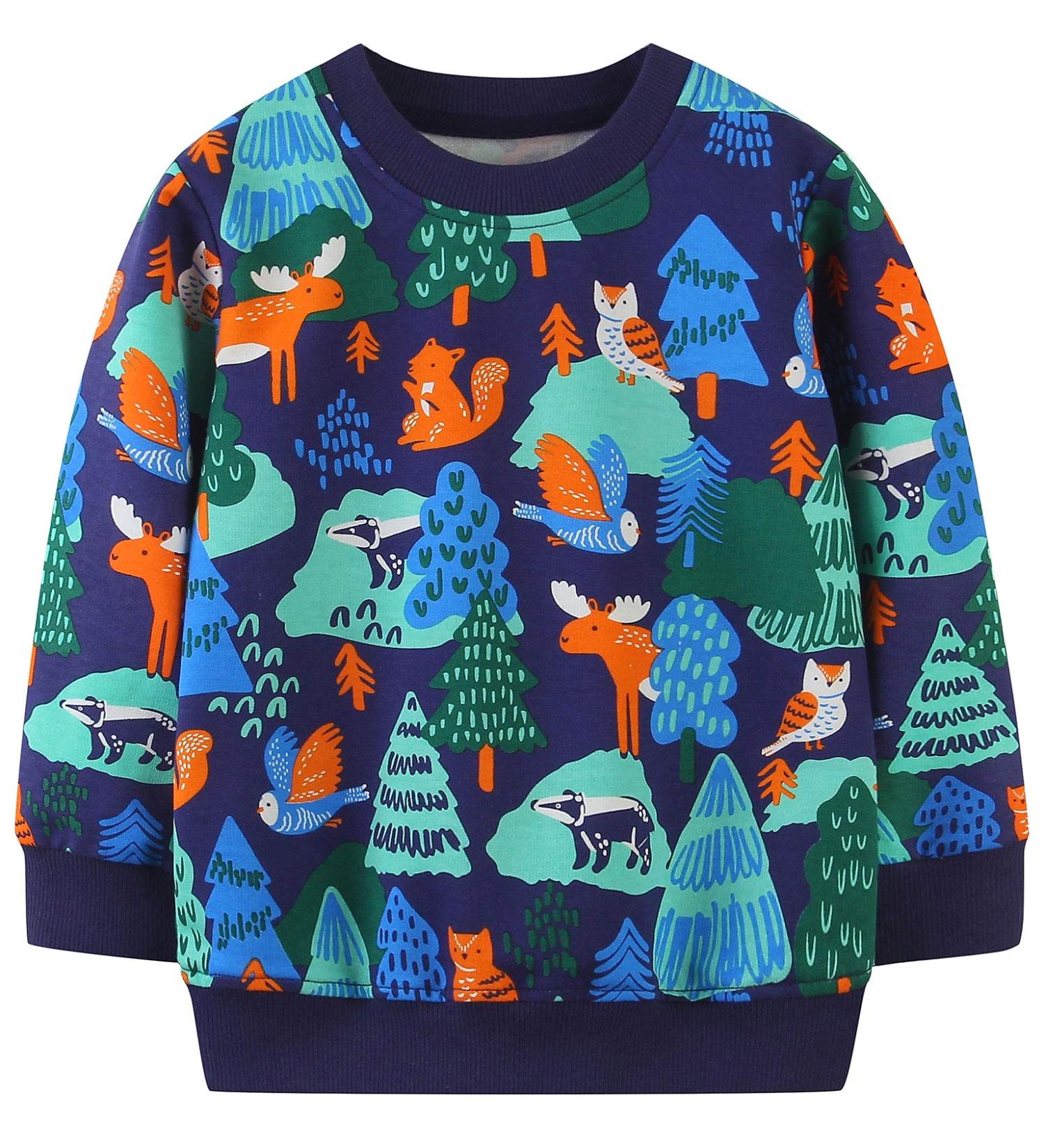 Boys Dinosaur Sweatshirt | Cotton Long Sleeve Pullover | Kids Casual Top T-Shirt | Toddler Girls Shirts | Baby Clothes 1-8 Years | 2-3 Years - Buy Online on SooperMarket.com