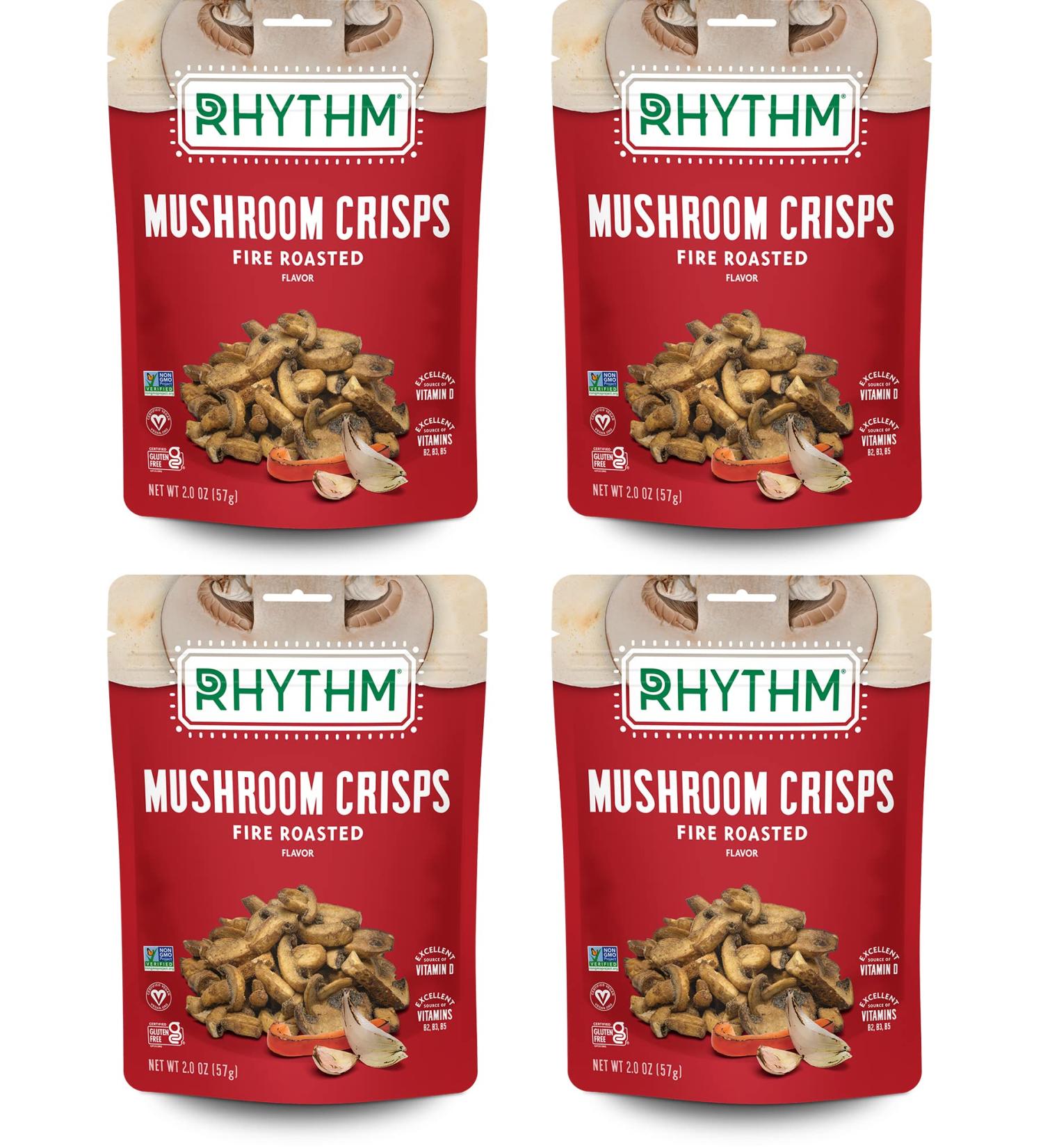 Rhythm Superfoods Mushroom Crisps Fire Roasted 2.0 Oz (Pack of 4) - Vegan/Gluten-Free Superfood Snacks - Buy Online on SooperMarket.com