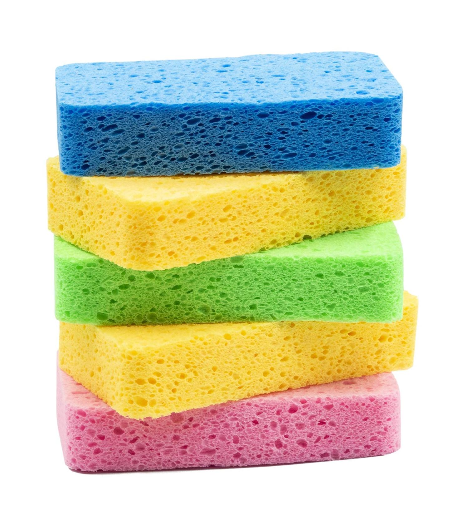 Temede Large Cellulose Sponges - Heavy Duty Dish Scrubbers - 5 Pack - Buy Online on SooperMarket.com