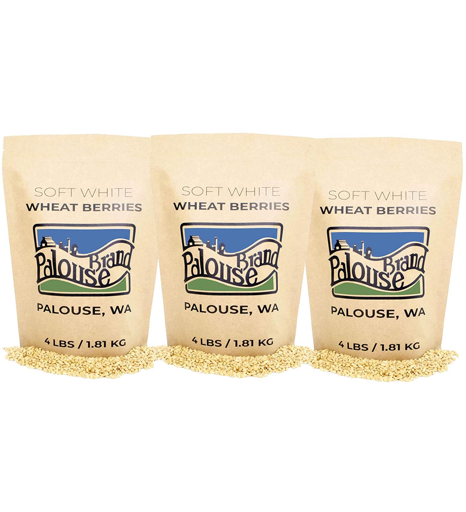 Soft White Wheat Berries 12 lbs - Non-GMO Project Verified, Kosher, USA Grown - Resealable Kraft Bag - Pack of 3 - Buy Online on SooperMarket.com
