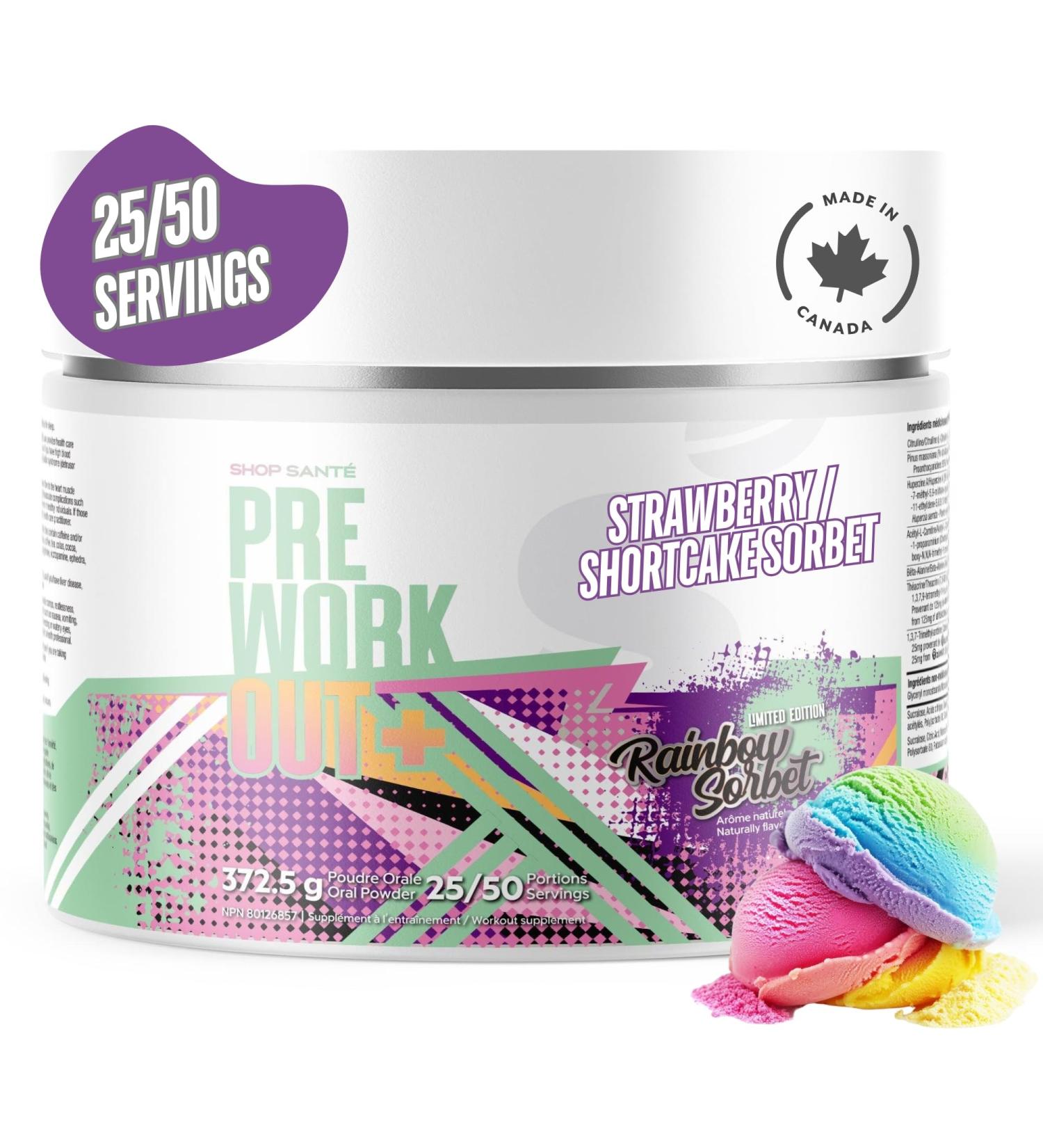 Shop Sante Pre Workout Plus Preworkout Energy Powder 150mg Caffeine Citrulline Beta Alanine Sports Drink Supplement for Men and Women 50 servings - Rainbow Sorbet - Buy Online on SooperMarket.com