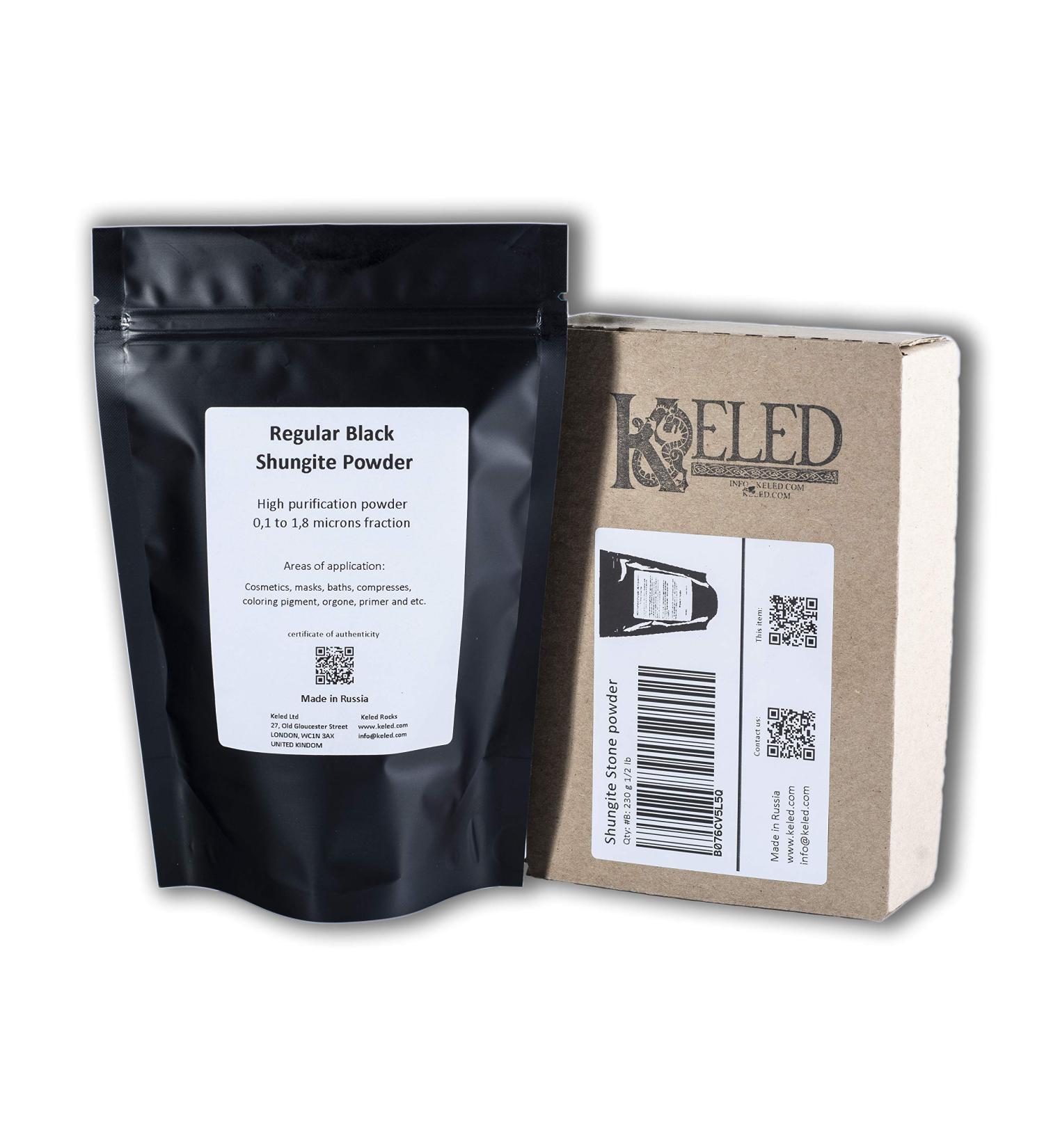 Keled Rocks Shungite Powder 230g - EMF Shielding Paint Craft & Orgonite Supplies - Pure Natural Shungite Stones Type II - Buy Online on SooperMarket.com