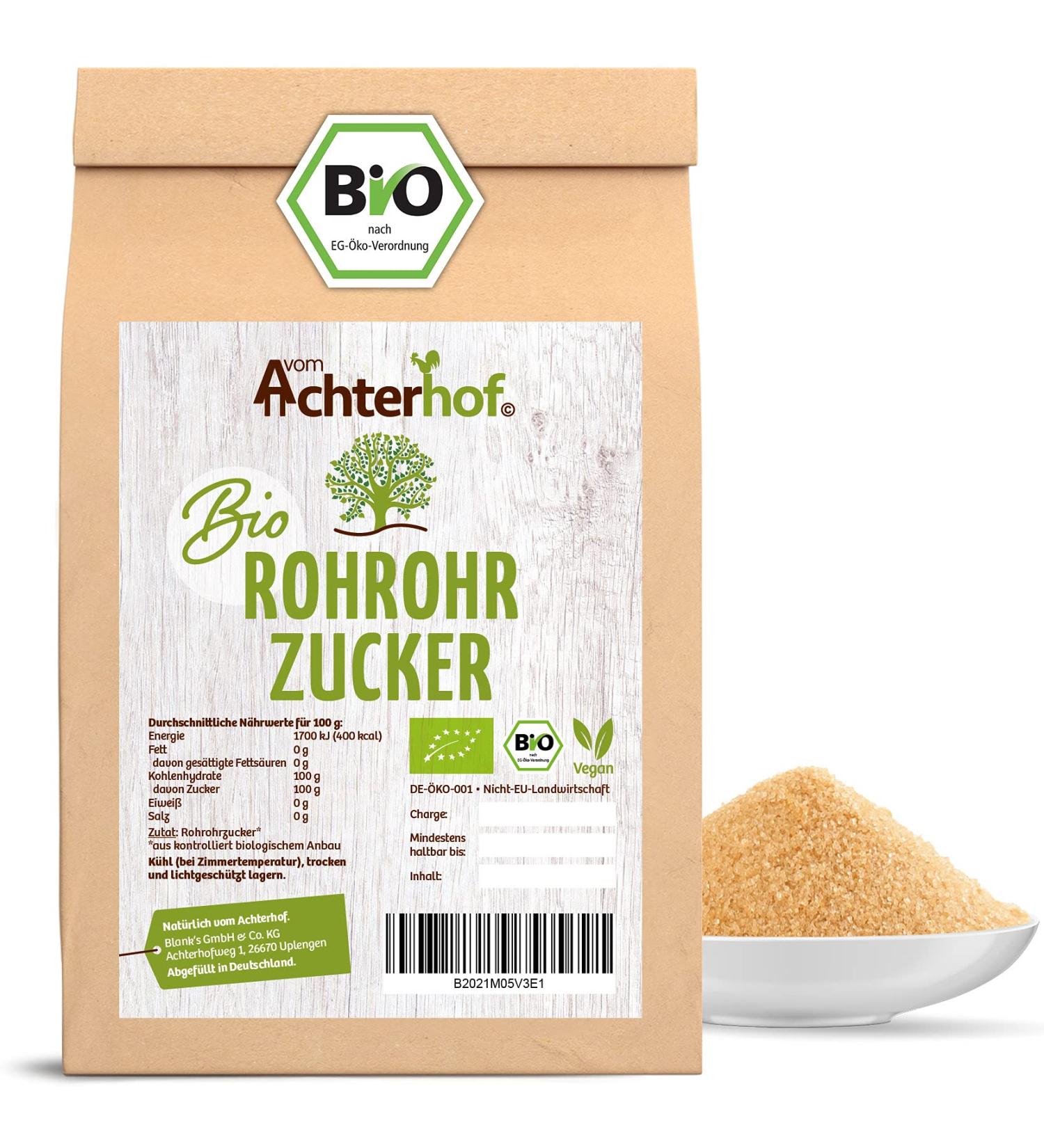Rohro -folding sugar Bio 500g |Sugar from controlled organic cultivation |Sweet and delicious with a slightly malty tastegrown in South America |Ideal for sweetening food and drinks |from the Achterhof 500 g (1 Pack)