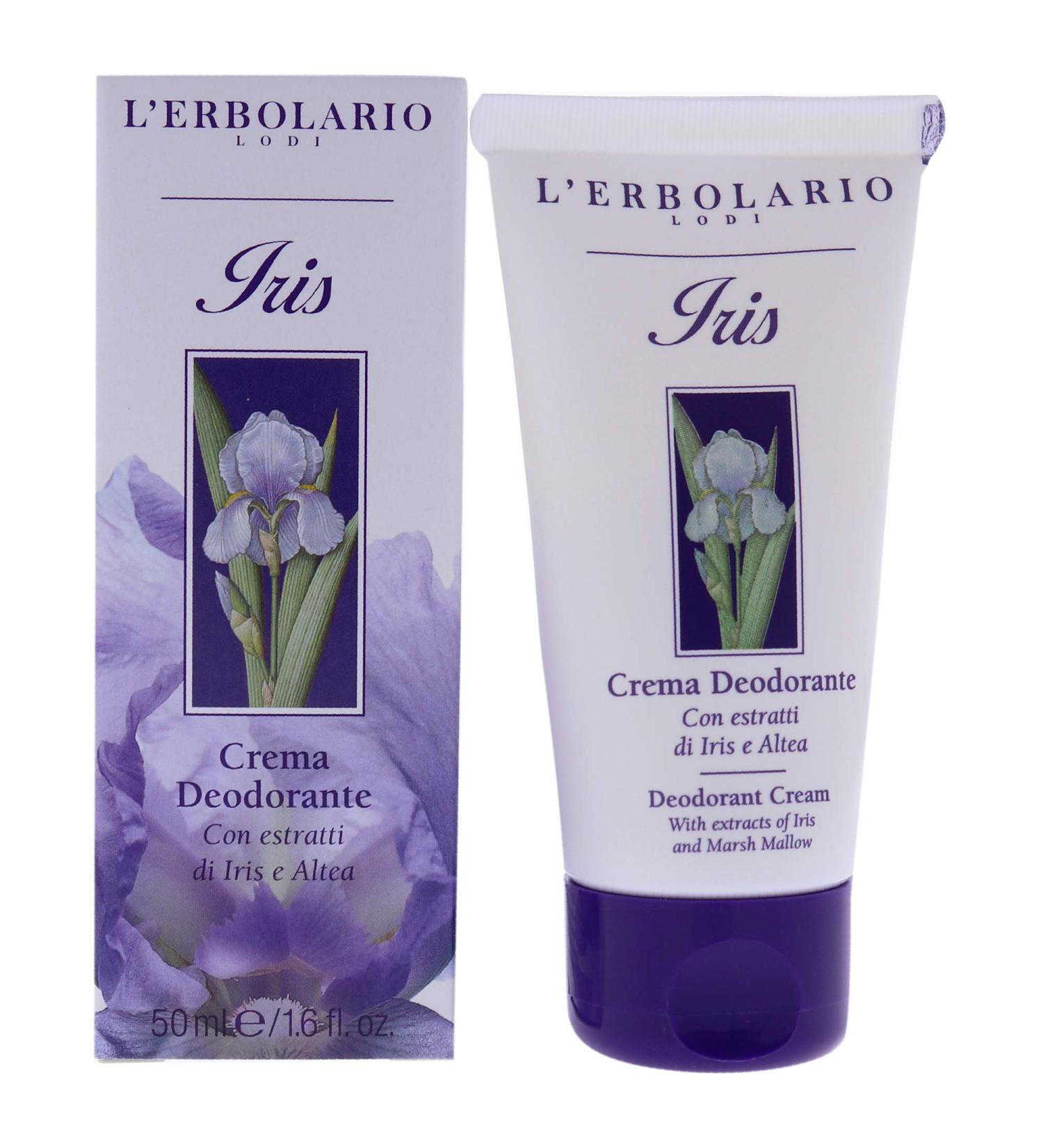 L'Erbolario - Iris - Deodorant Cream - Floral and Powdery Scent - Anti-perspirant Properties - Maintains Freshness  Protects Skin - Made with Marshmallow  1.6 Oz Floral 1.7 Ounce (Pack of 1)