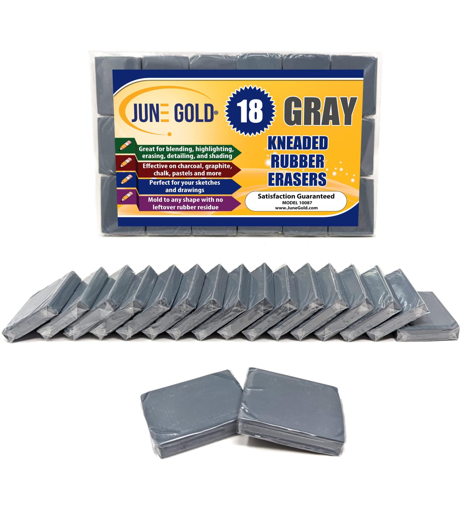 June Gold Kneaded Rubber Erasers Gray 18 Pack - Sketching and Drawing Essentials for Blending, Shading, and Correction - Buy Online on SooperMarket.com